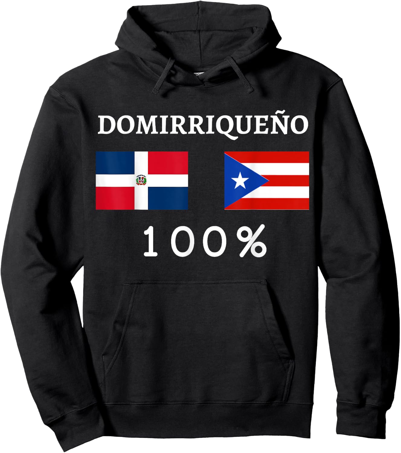 Dominican Republic and Puerto Rico Domirriqueño Pride Gifts Hoodie - Hoodie | Black