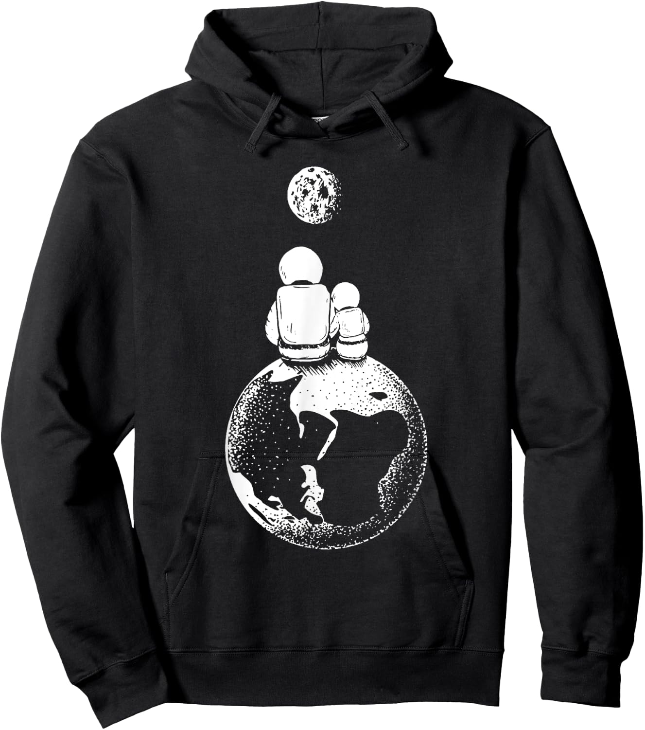 Moon and Astronaut Dad and Baby Space, Gift Father's Day Hoodie - Hoodie | Black