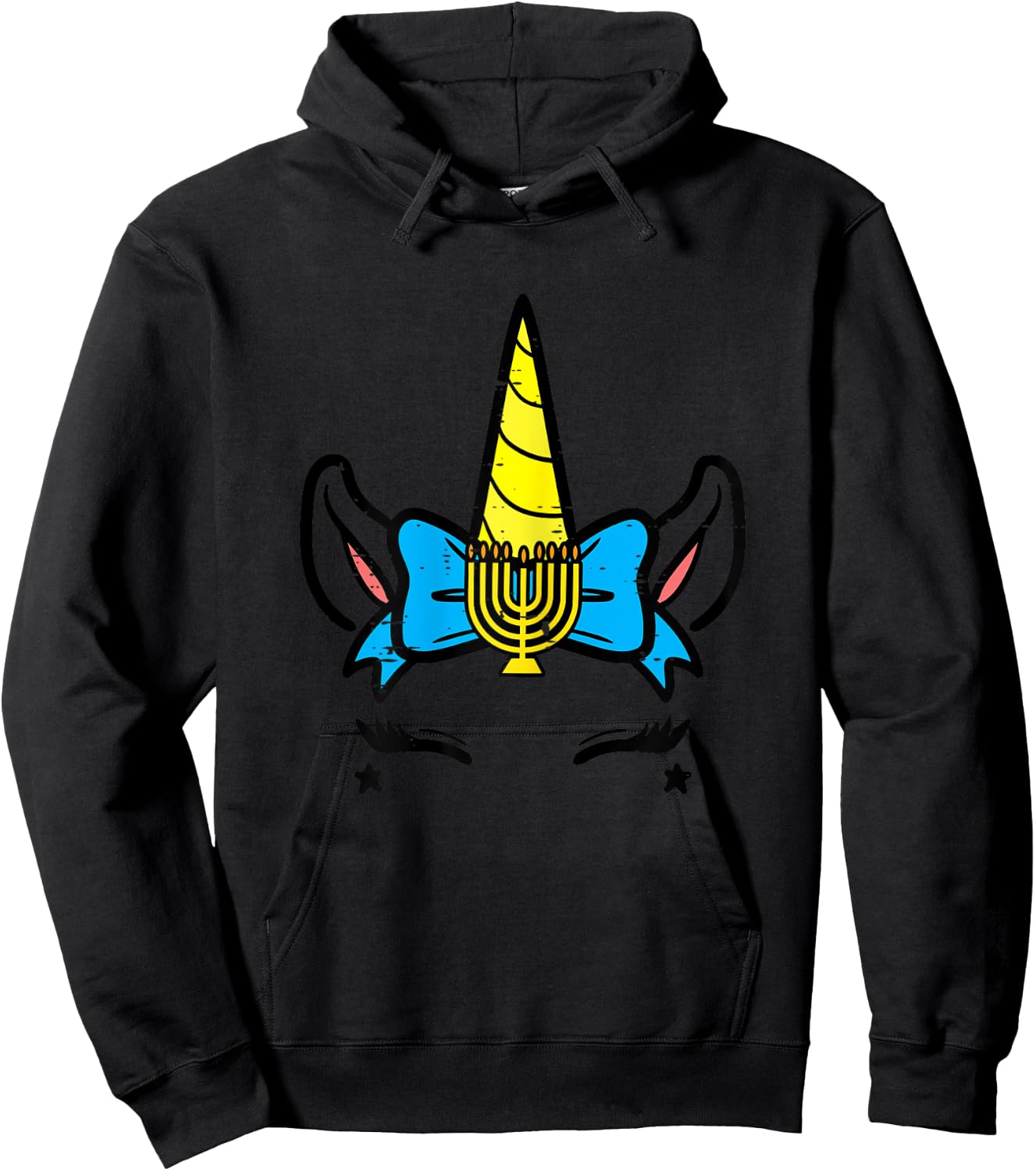 Hanukkah Unicorn Head Chanukah Jewish Girls Kids Toddlers Hoodie - Hoodie | Black