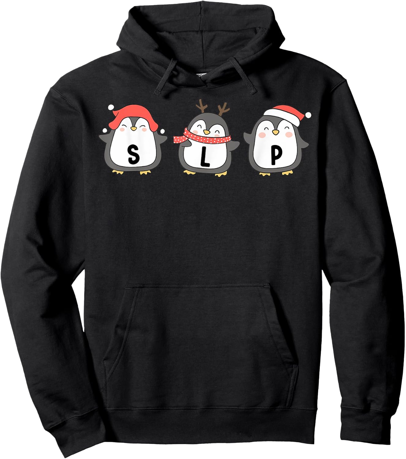 Cute Penguins SLP Christmas Speech Language Pathologist Hoodie - Hoodie | Black