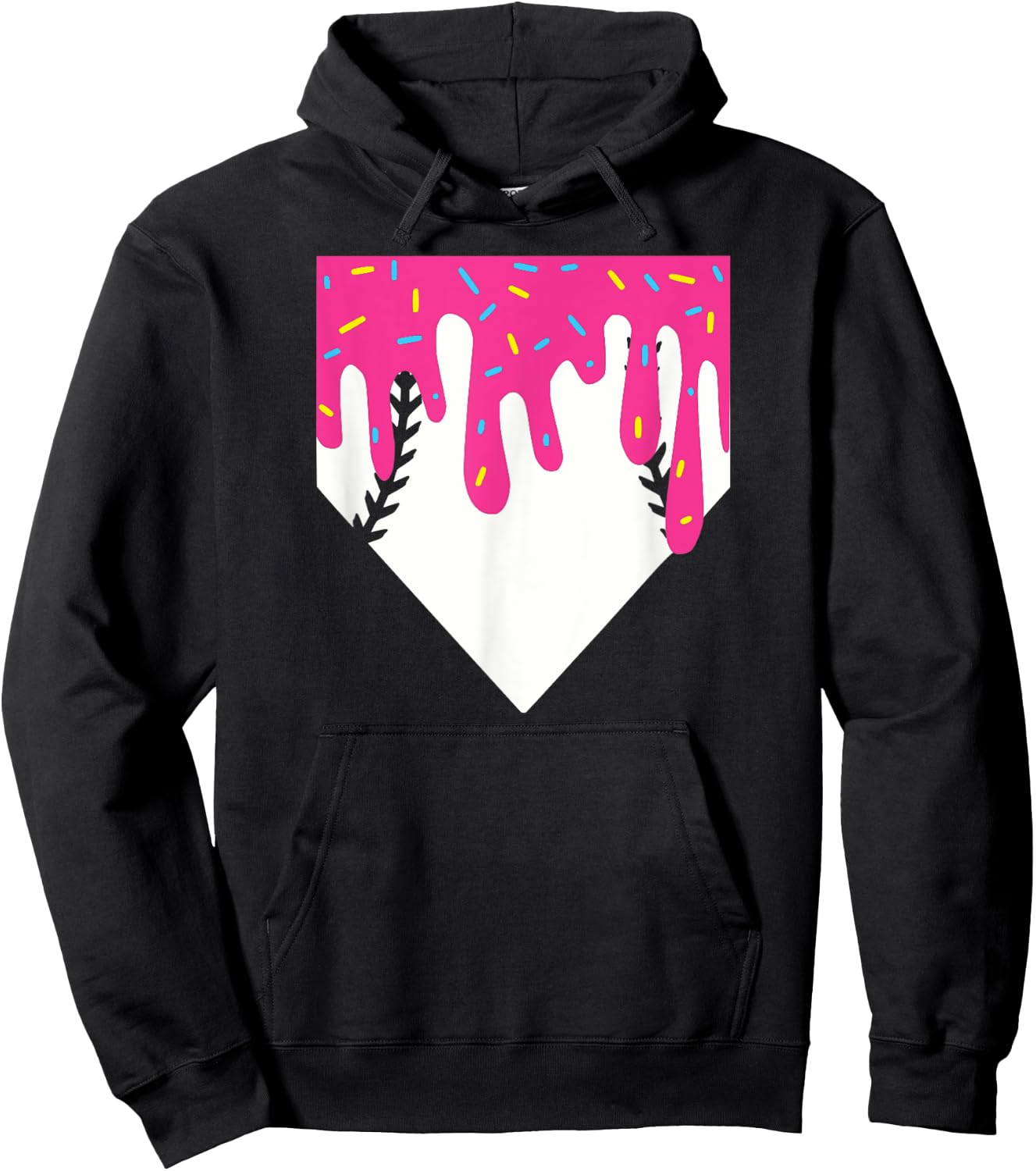 Baseball Home Plate Ice Cream Drip Hoodie - Hoodie | Black