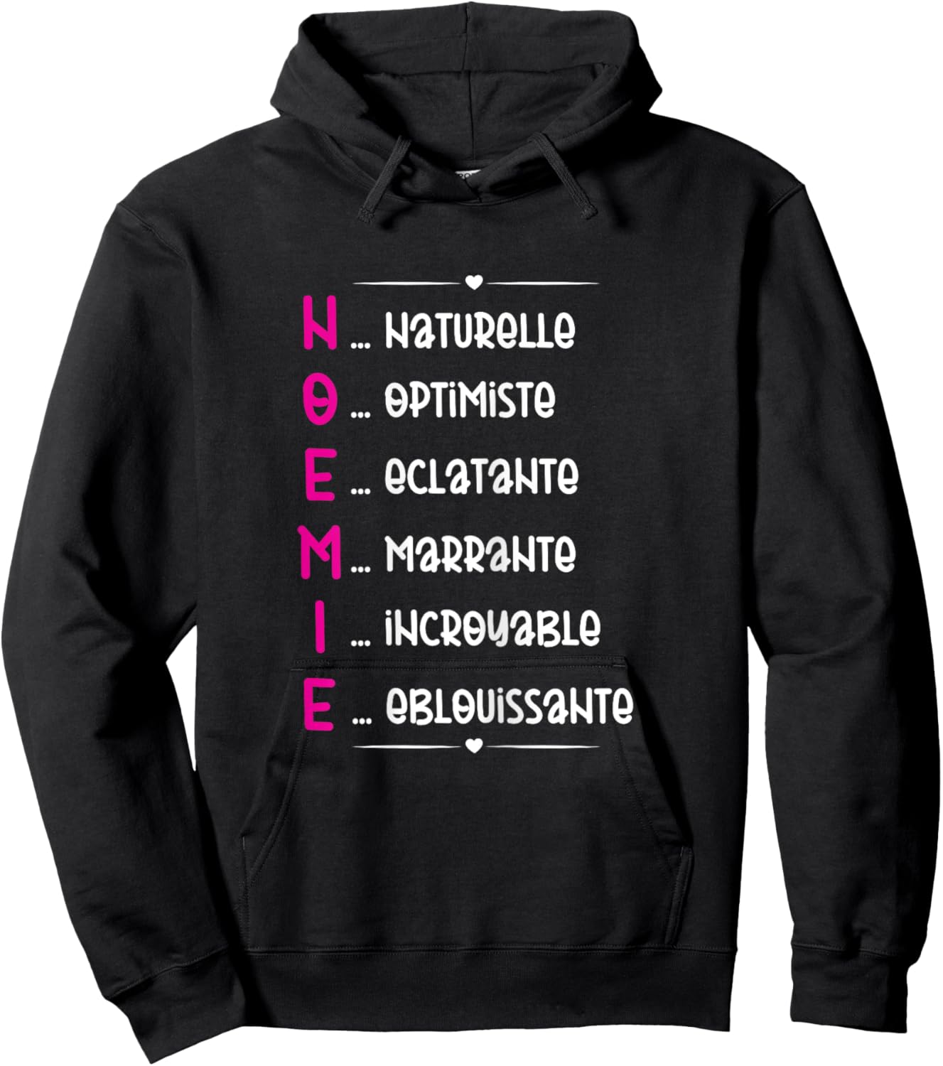 Noémie Prenom Personnalisé Femme Cadeau Prenom Noemie Girls' , Black Hoodie - Hoodie | Black