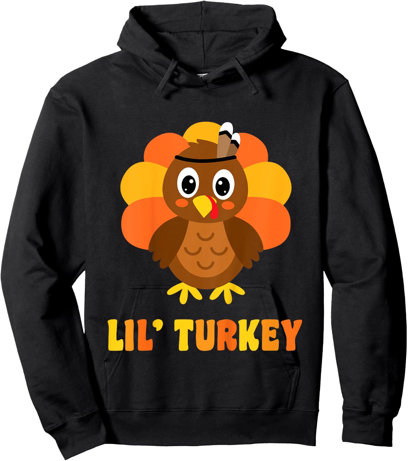 Kids Cute Lil Turkey Boy Thanksgiving Hoodie - Hoodie | Black