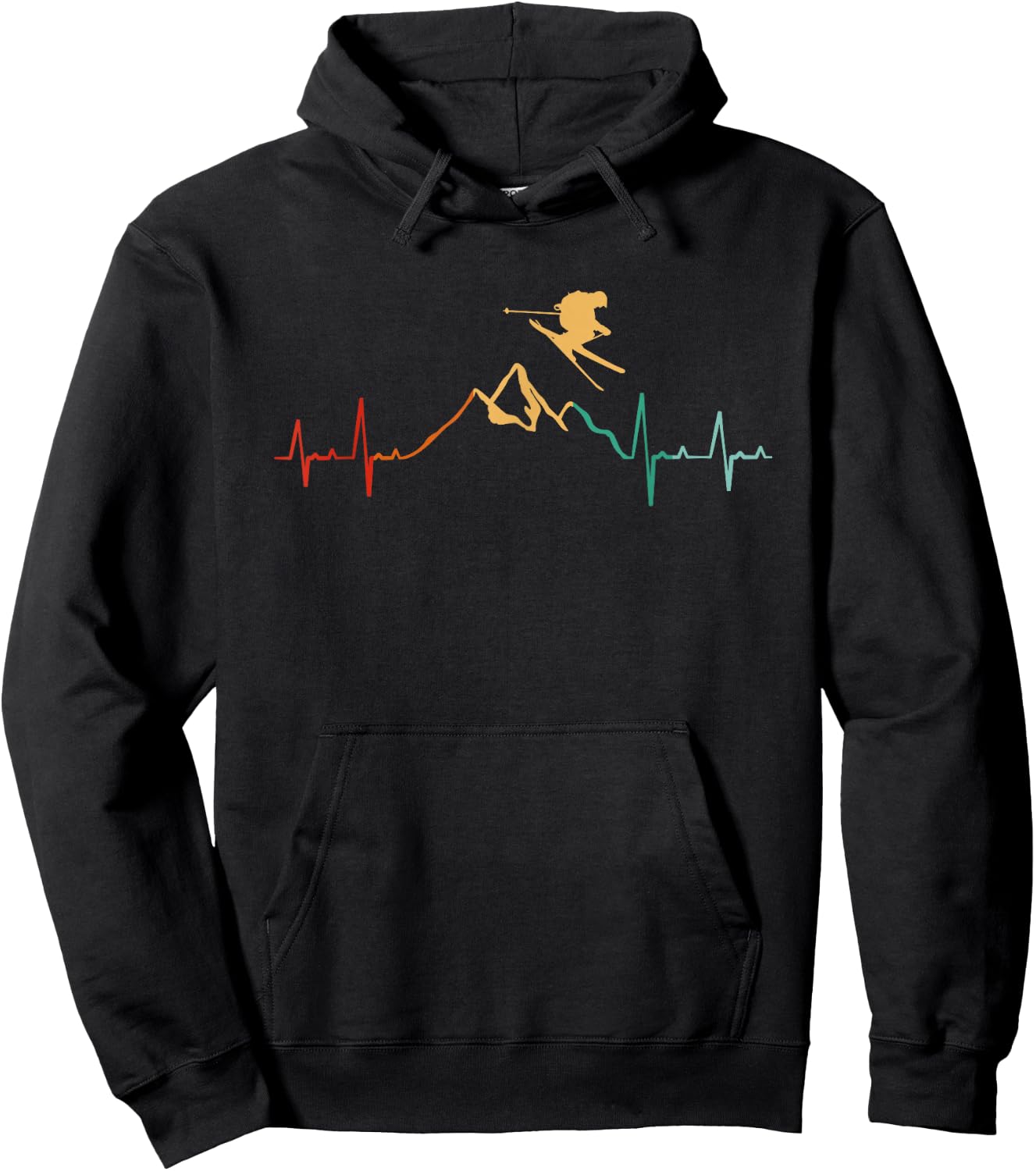 Retro for Skiing / Alps / Piste / Heart Rate, black Hoodie - Hoodie | Black