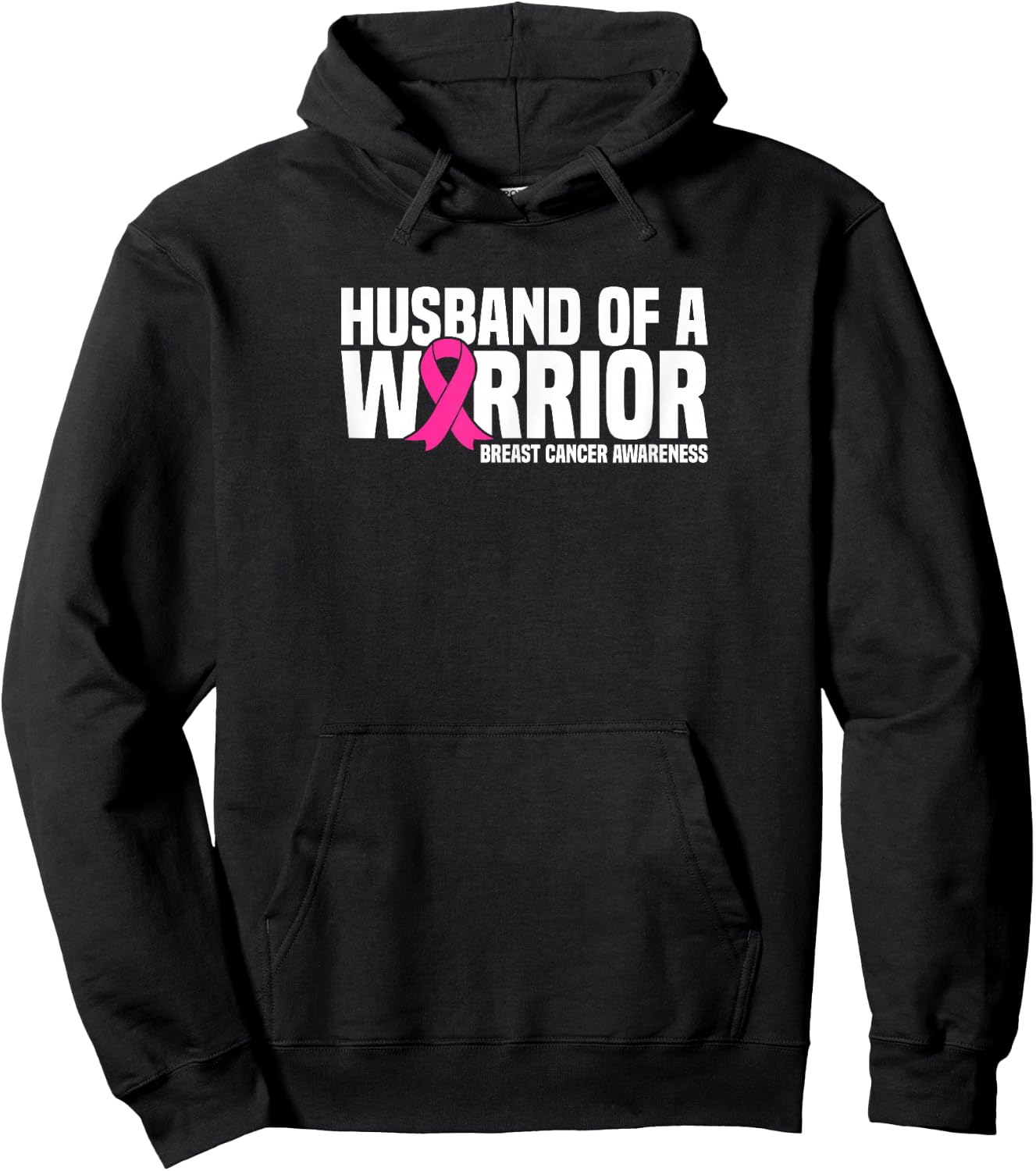 Husband of a Warrior Pink Ribbon Breast Cancer Awareness Hoodie - Hoodie | Black