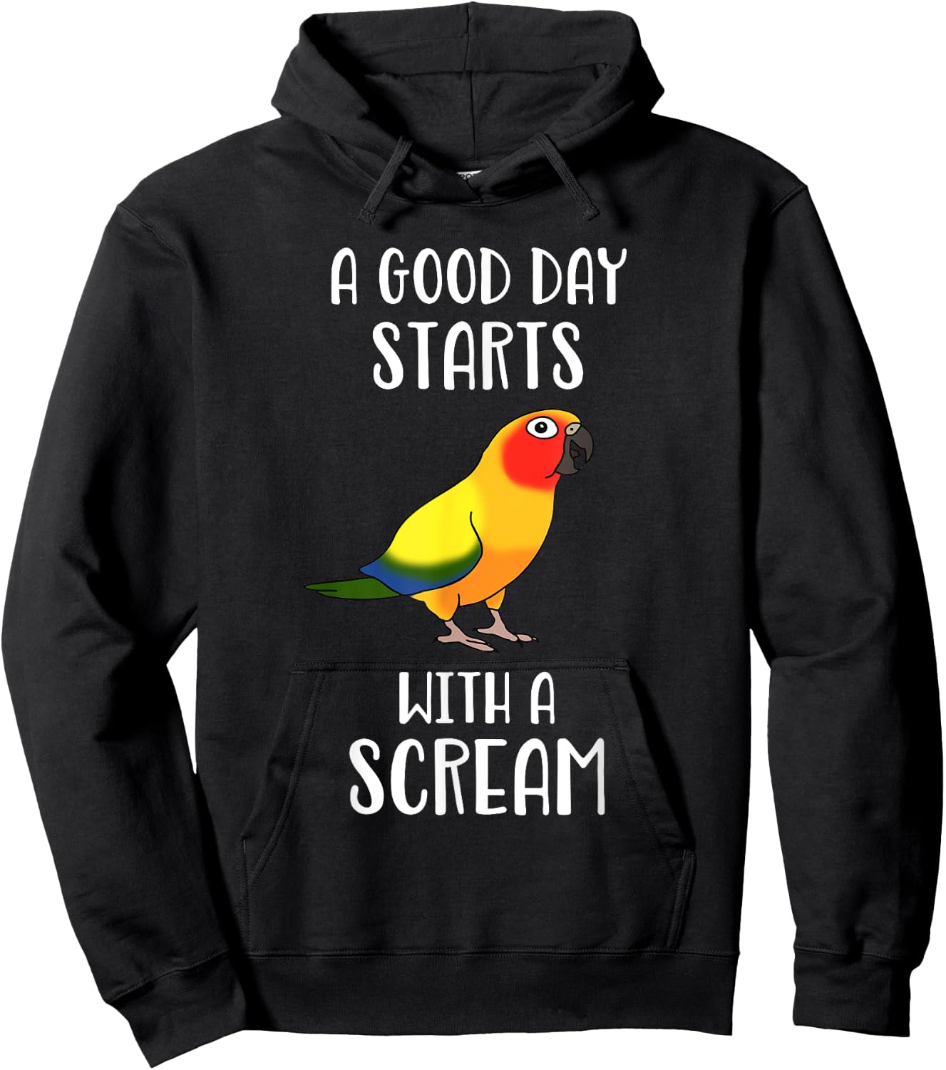 A good day start with a Scream Funny Sun Conure Birb memes Hoodie - Hoodie | Black