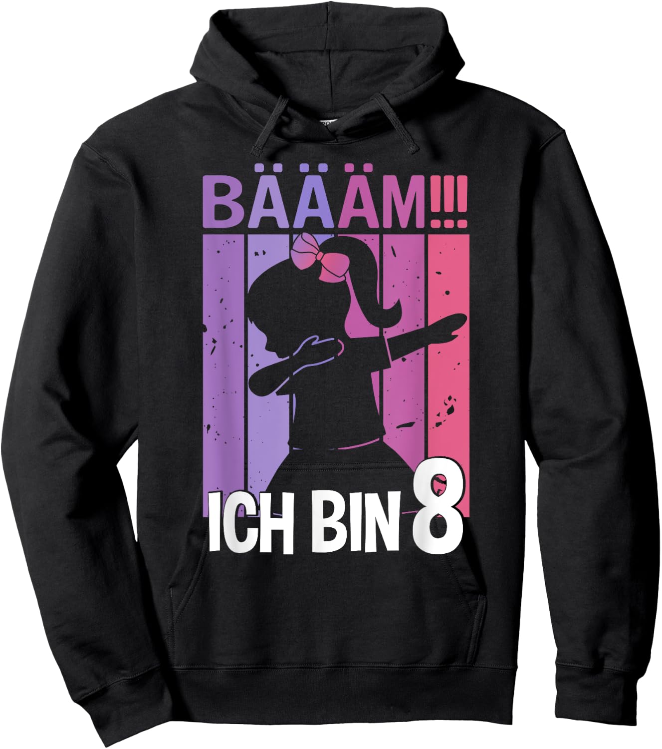 Girls' with German Text "Tanzen Bääm Ich Bin 8 Jahre Dab" [German Hoodie - Hoodie | Black