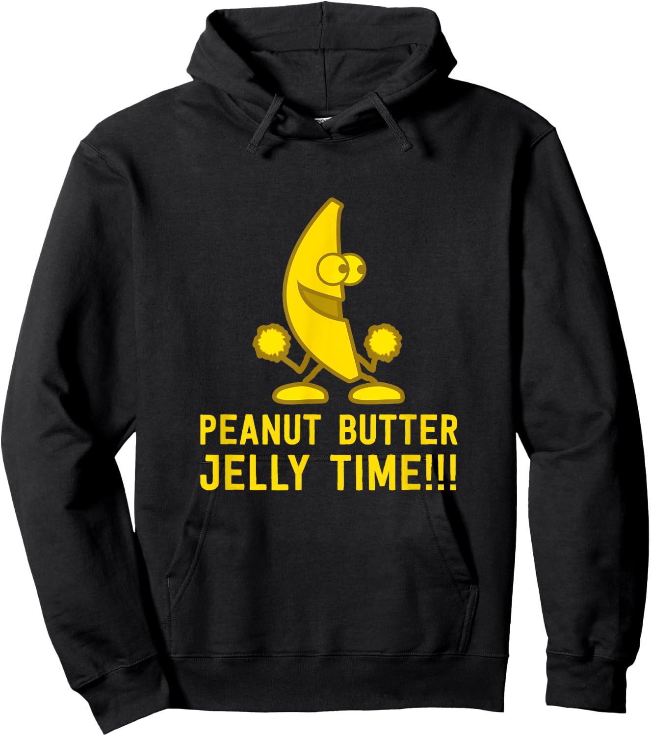 Peanut Butter Jelly Time Funny Banana Yellow Fruit Hoodie - Hoodie | Black
