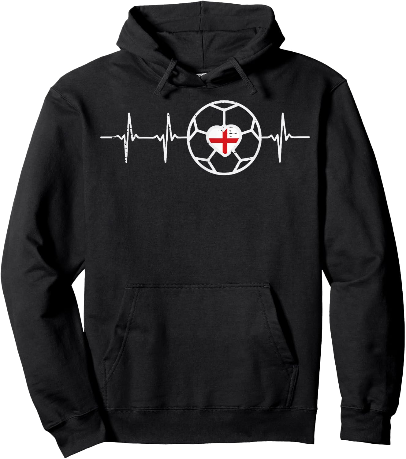 Heartbeat England Flag Soccer Football Fan Men Women Kids Hoodie - Hoodie | Black