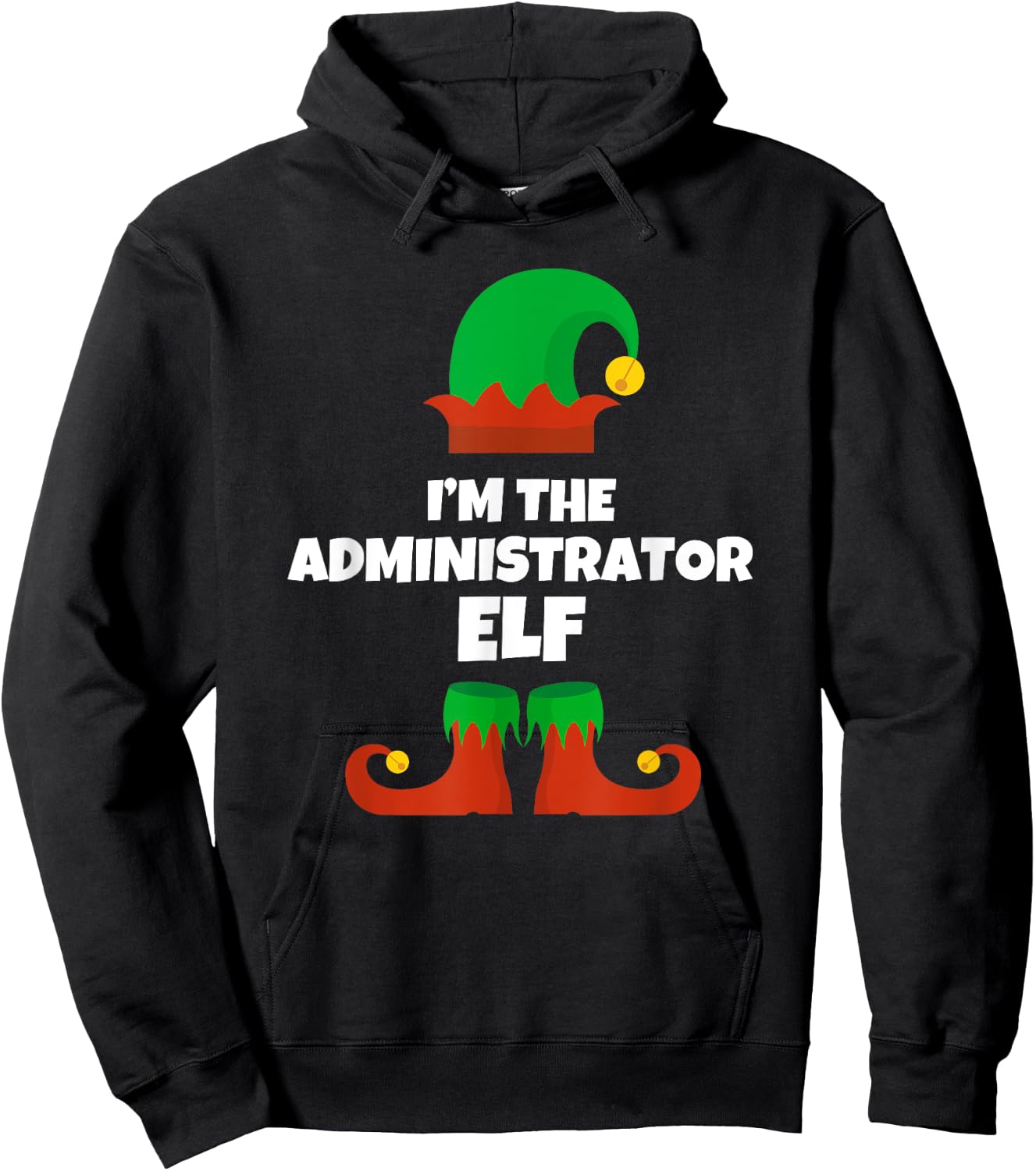 I'm The Administrator Elf Family Pajama Christmas Admin Hoodie - Hoodie | Black