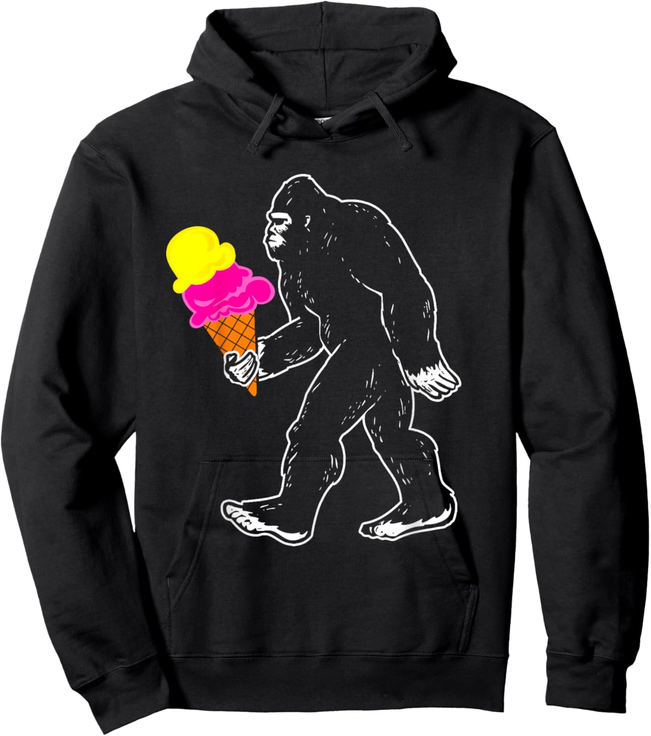 Bigfoot Ice Cream Sasquatch Women Kids Hoodie - Hoodie | Black
