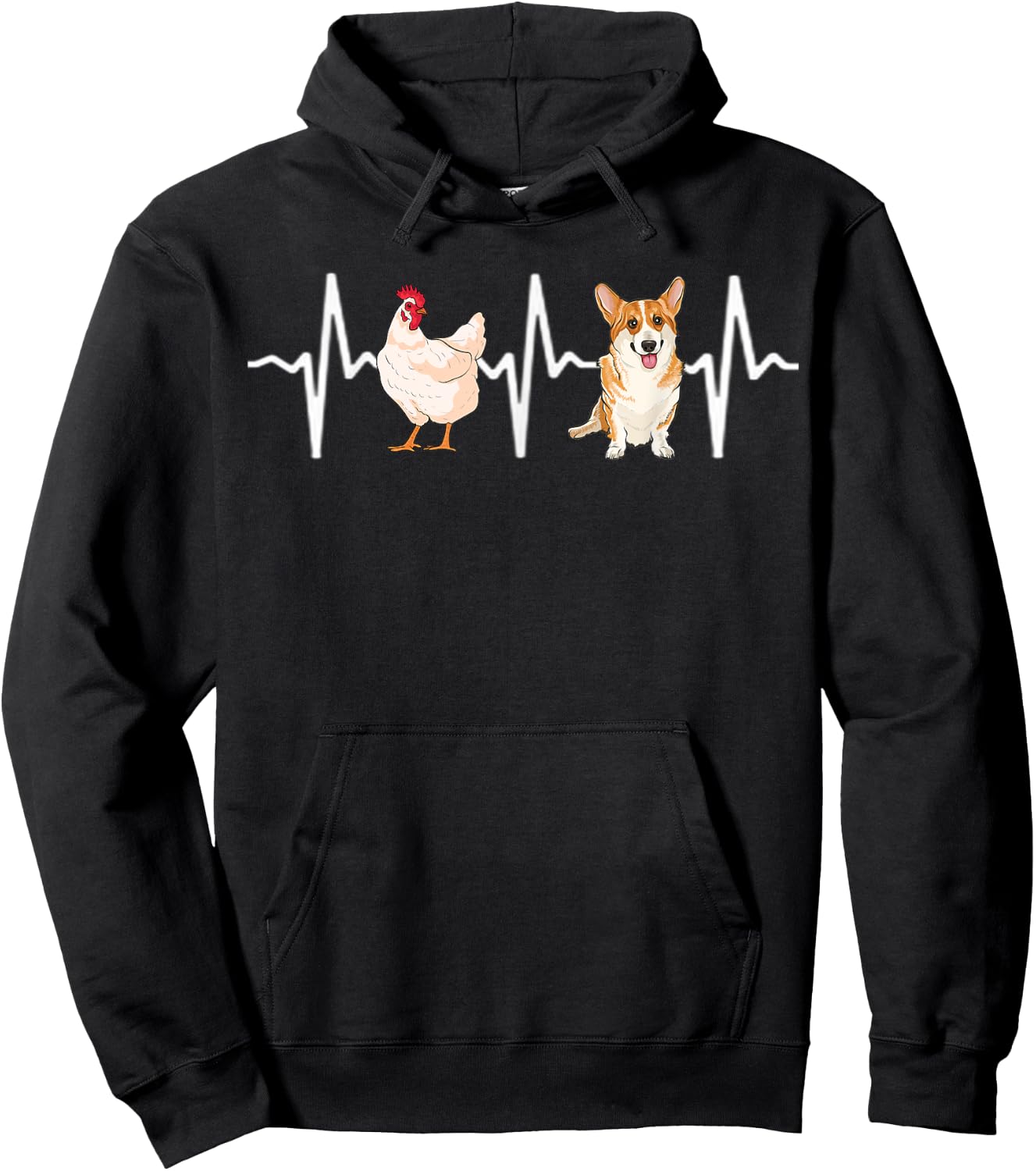 Hen Chicken Pembroke Welsh Corgi Heartbeat Dog Lover Hoodie - Hoodie | Black