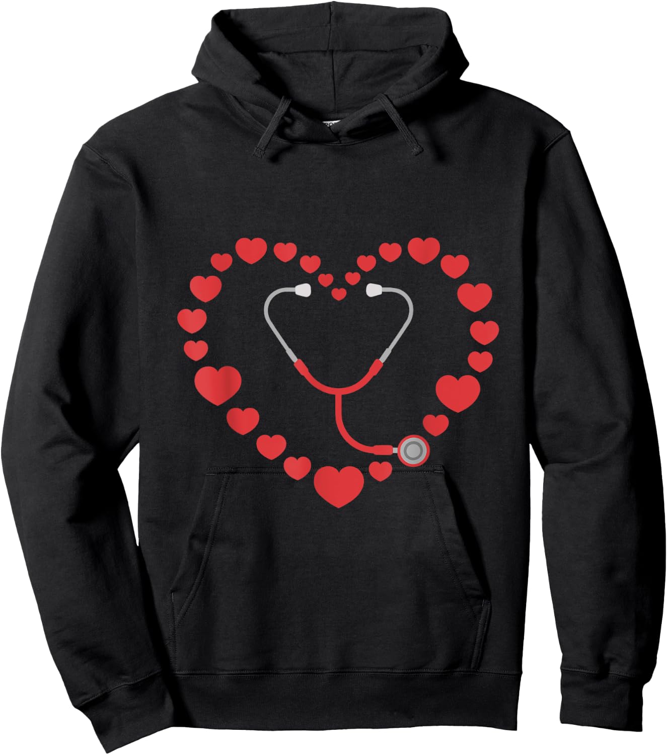 Nurse Stethoscope Heart Valentines Day Nursing Hoodie - Hoodie | Black