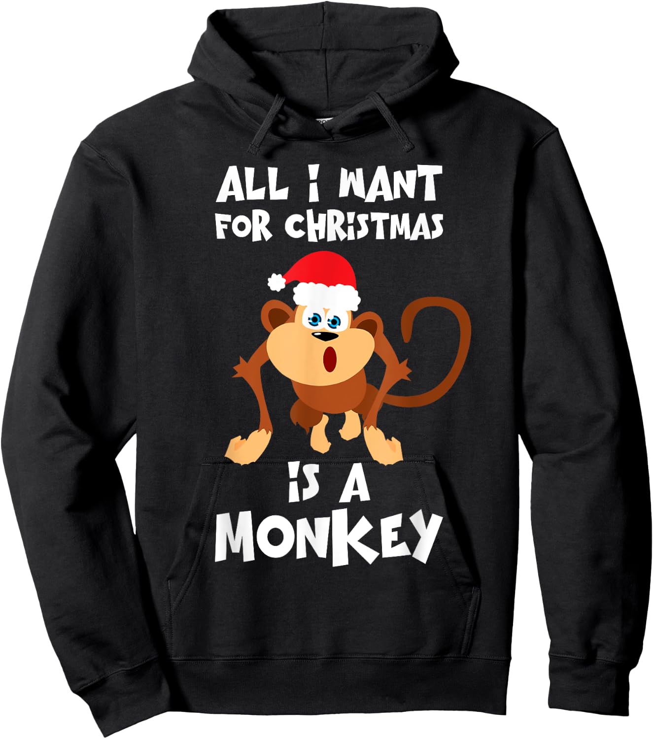 All I Want For Christmas Is A Monkey Shirt Funny Animal Gift Hoodie - Hoodie | Black
