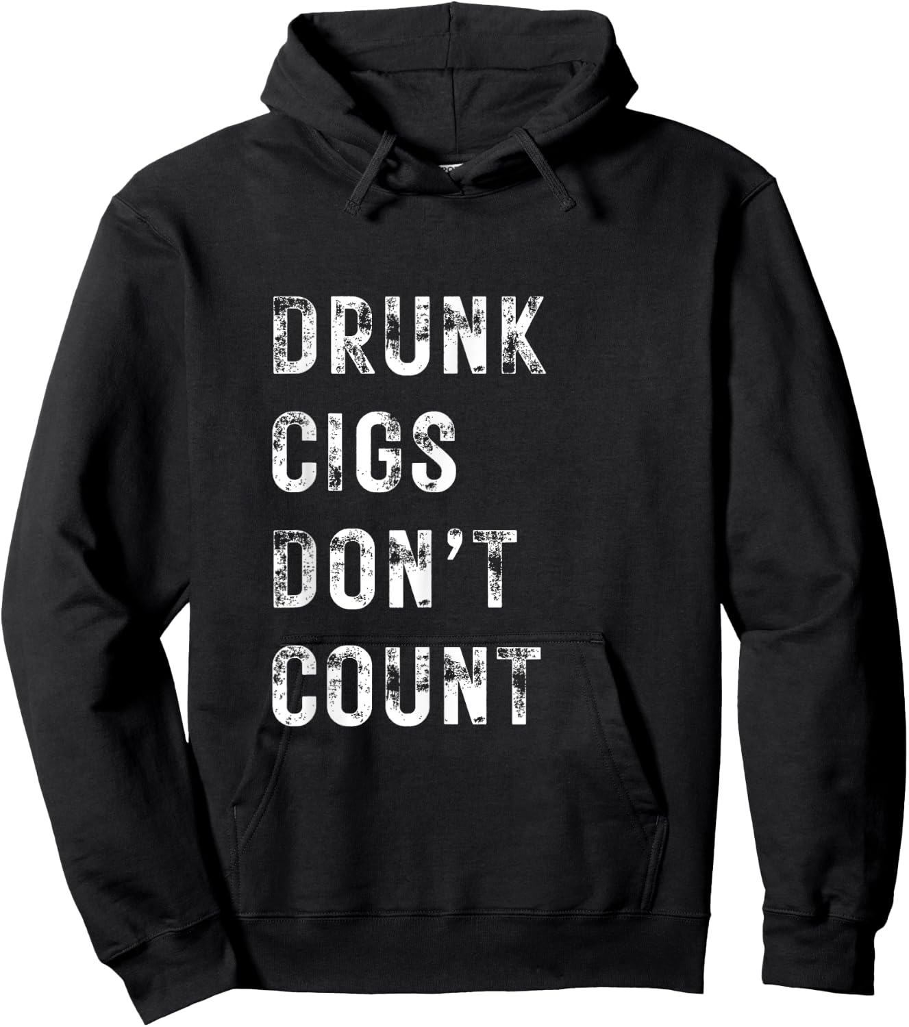 Drunk Cigs Don't Count Vintage Men Funny Humorous Cool Hoodie - Hoodie | Black