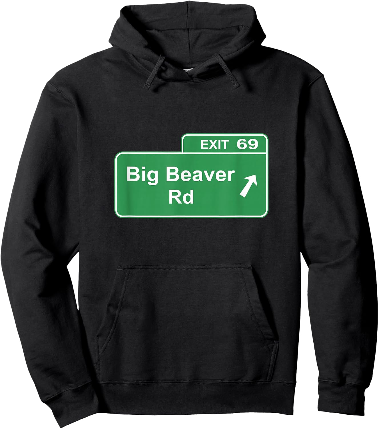 Big Beaver Exit 69 Sign Detroit Hoodie - Hoodie | Black