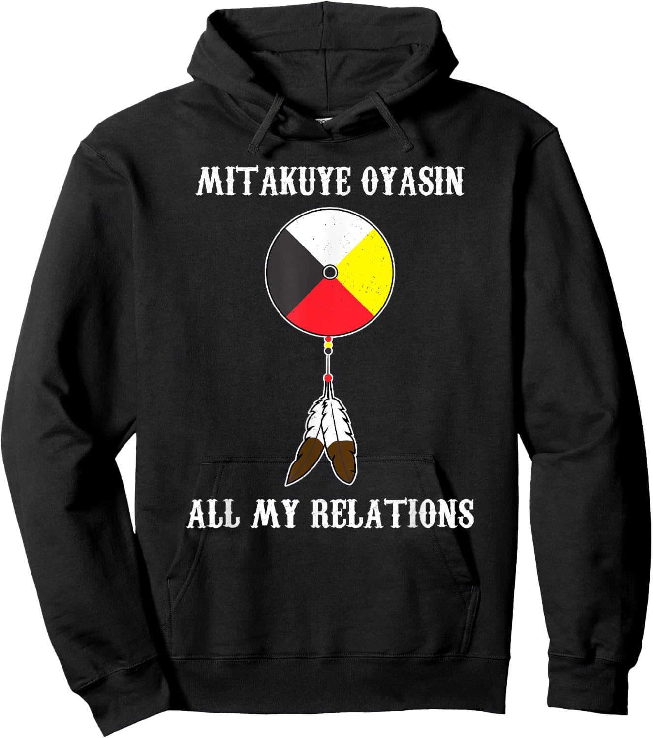 Mitakuye Oyasin Medicine Wheel - Oglala Lakota Sioux Chief Hoodie - Hoodie | Black