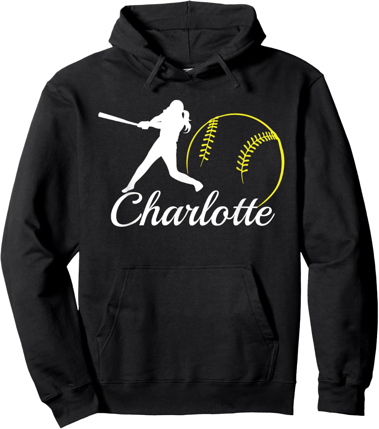 Charlotte Softball Name Shirt for Charlotte Hoodie - Hoodie | Black
