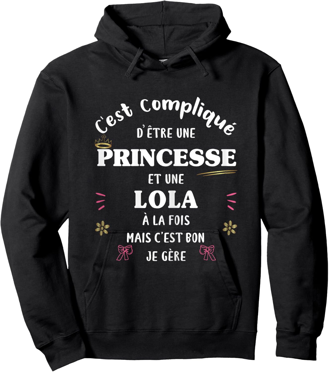 Women's Princess Funny Christmas Gift Personalised Name Lola , Black, Female X-Small Hoodie - Hoodie | Black