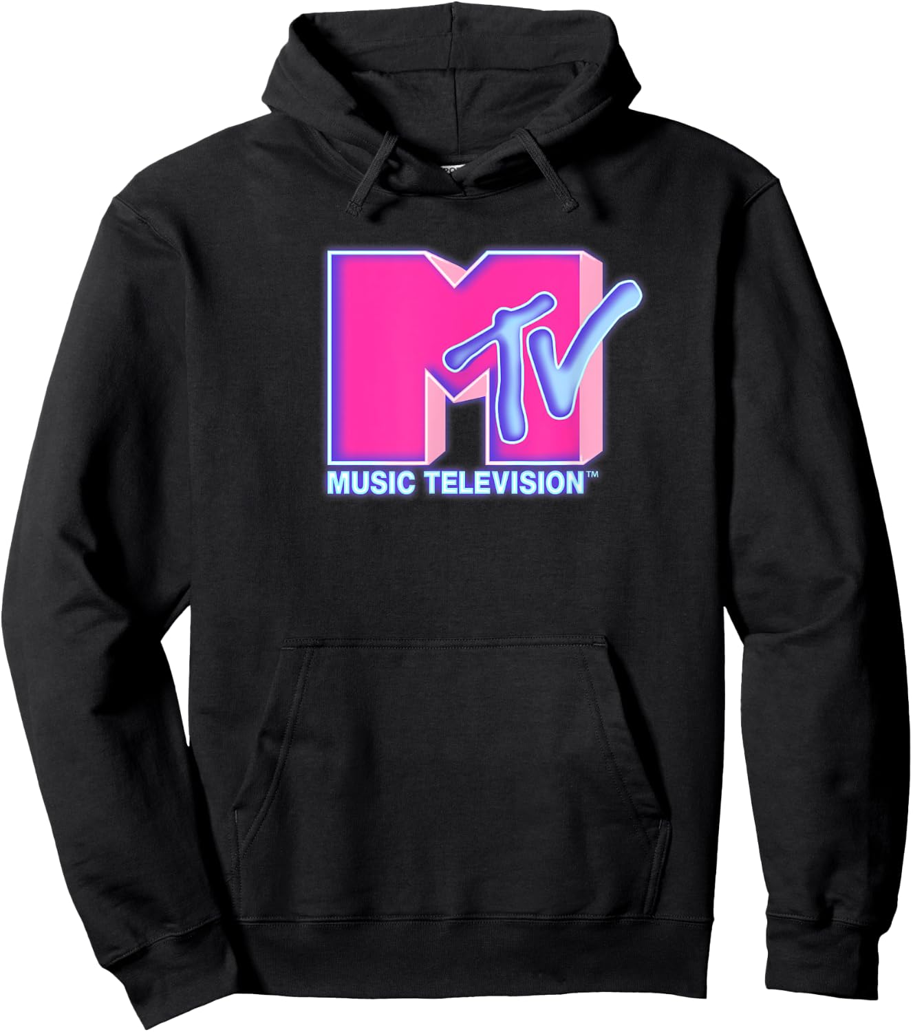 MTV Vintage Neon Glow Logo , black Hoodie - Hoodie | Black