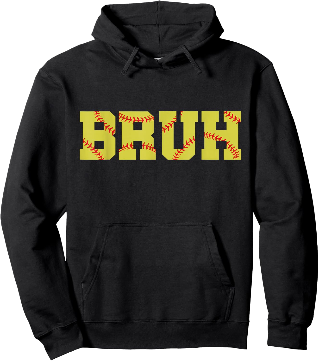 Bruh Meme Funny Softball Boys Son Teens Softball Lover Hoodie - Hoodie | Black