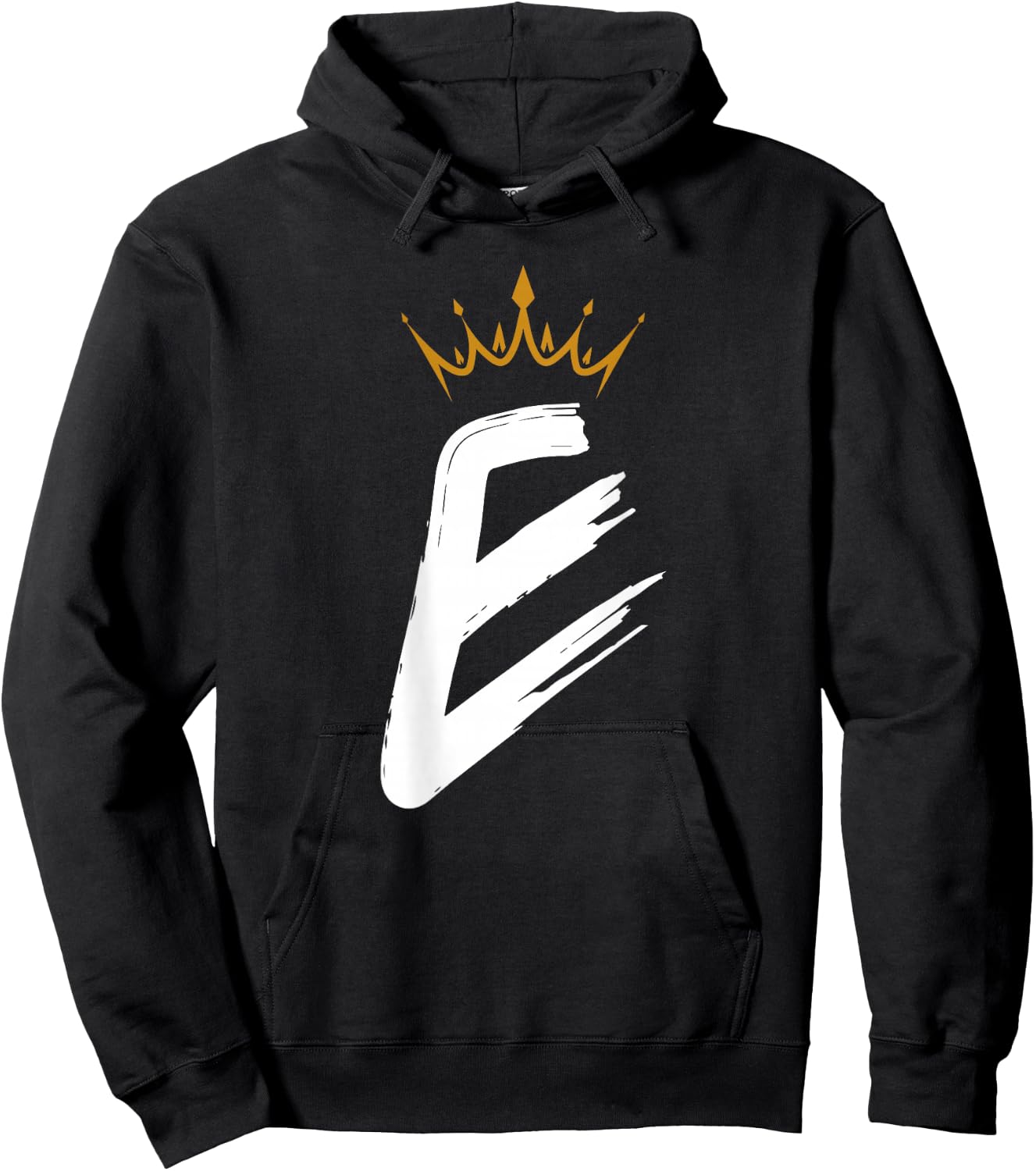 Queen King Letter E - BACKSIDE Letter With Crown Alphabet Hoodie - Hoodie | Black