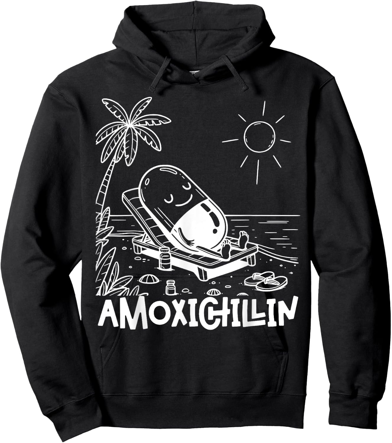 Amoxichillin Funny Pill Beach Vacation Pharmacy Technician Hoodie - Hoodie | Black