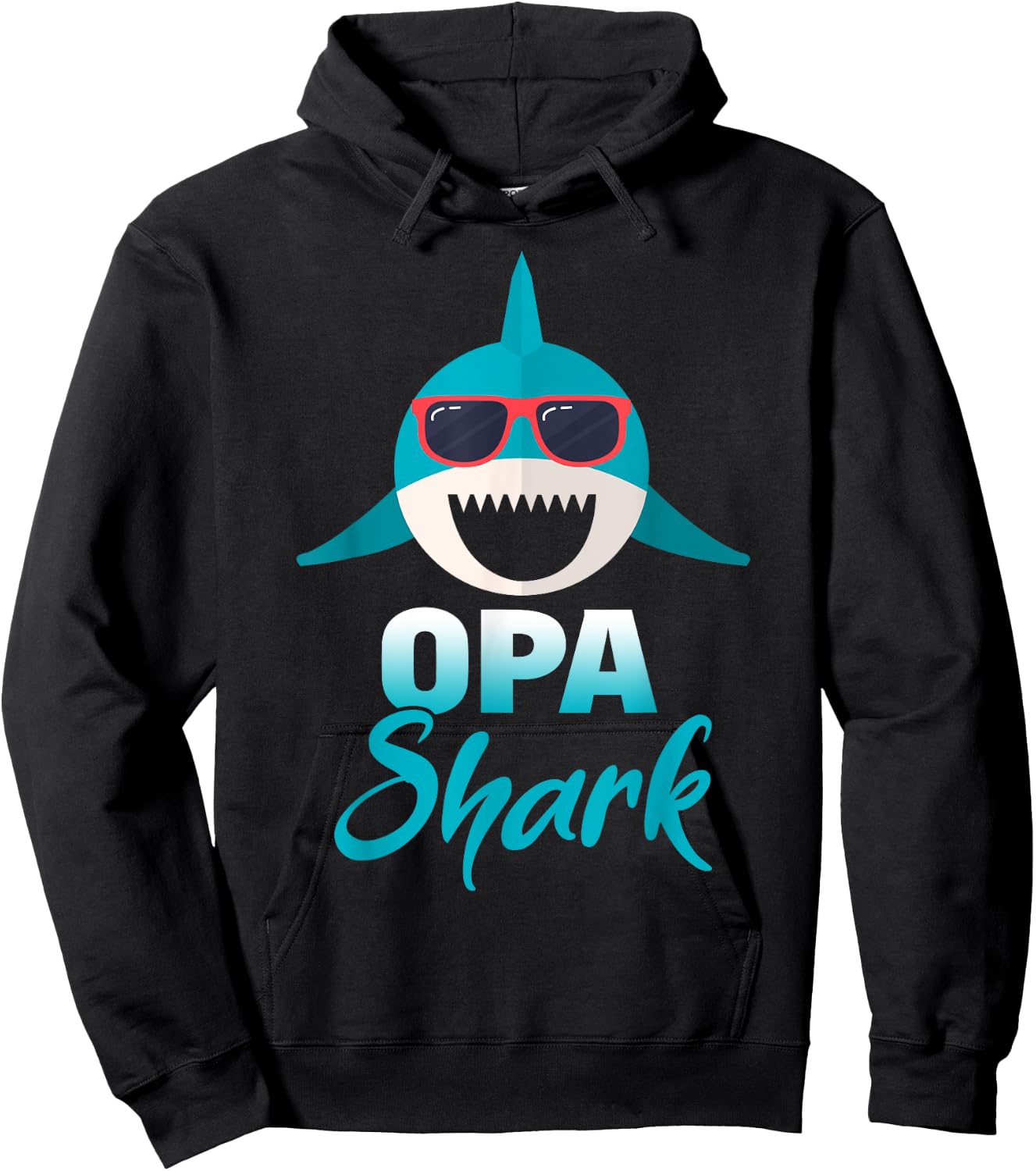 Opa Shark Wearing Cool Sunglasses Grandpa Hoodie - Hoodie | Black