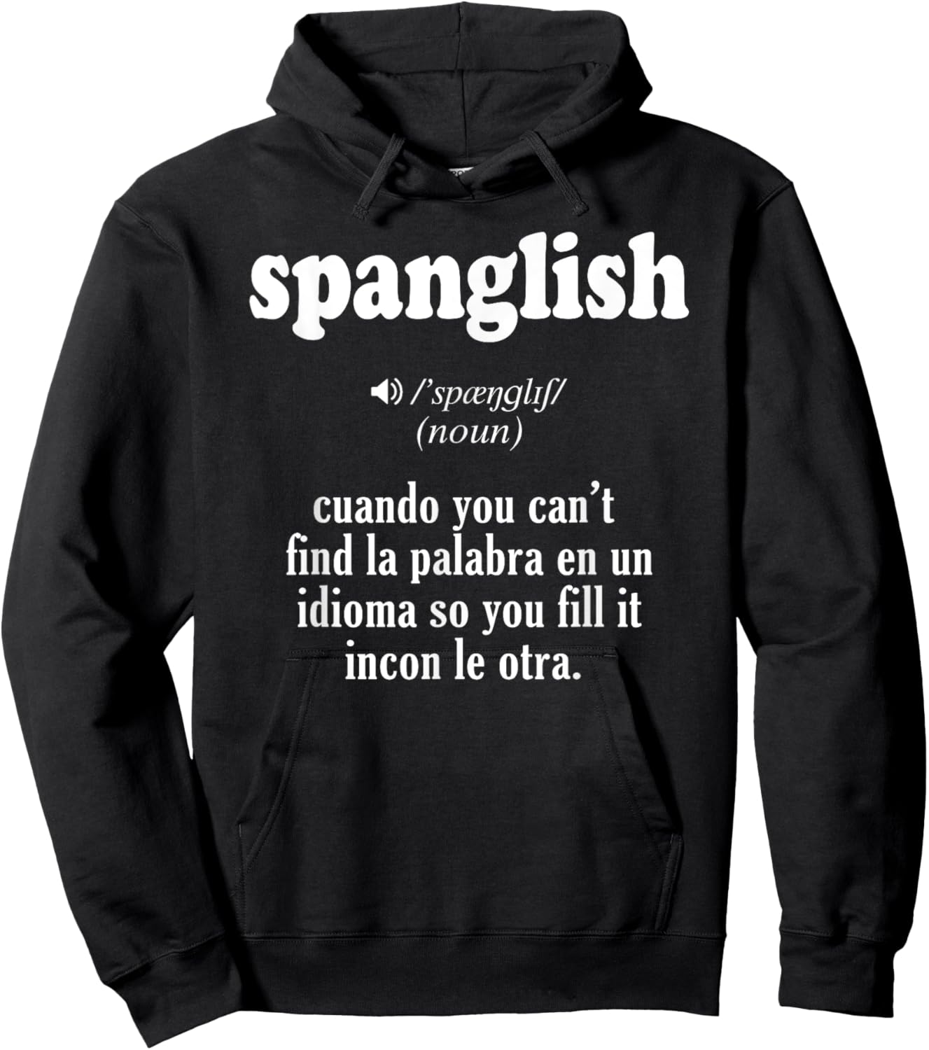 Spanglish Mexican Puerto Rican Venezuelan Spanish Teacher , Black, S Hoodie - Hoodie | Black