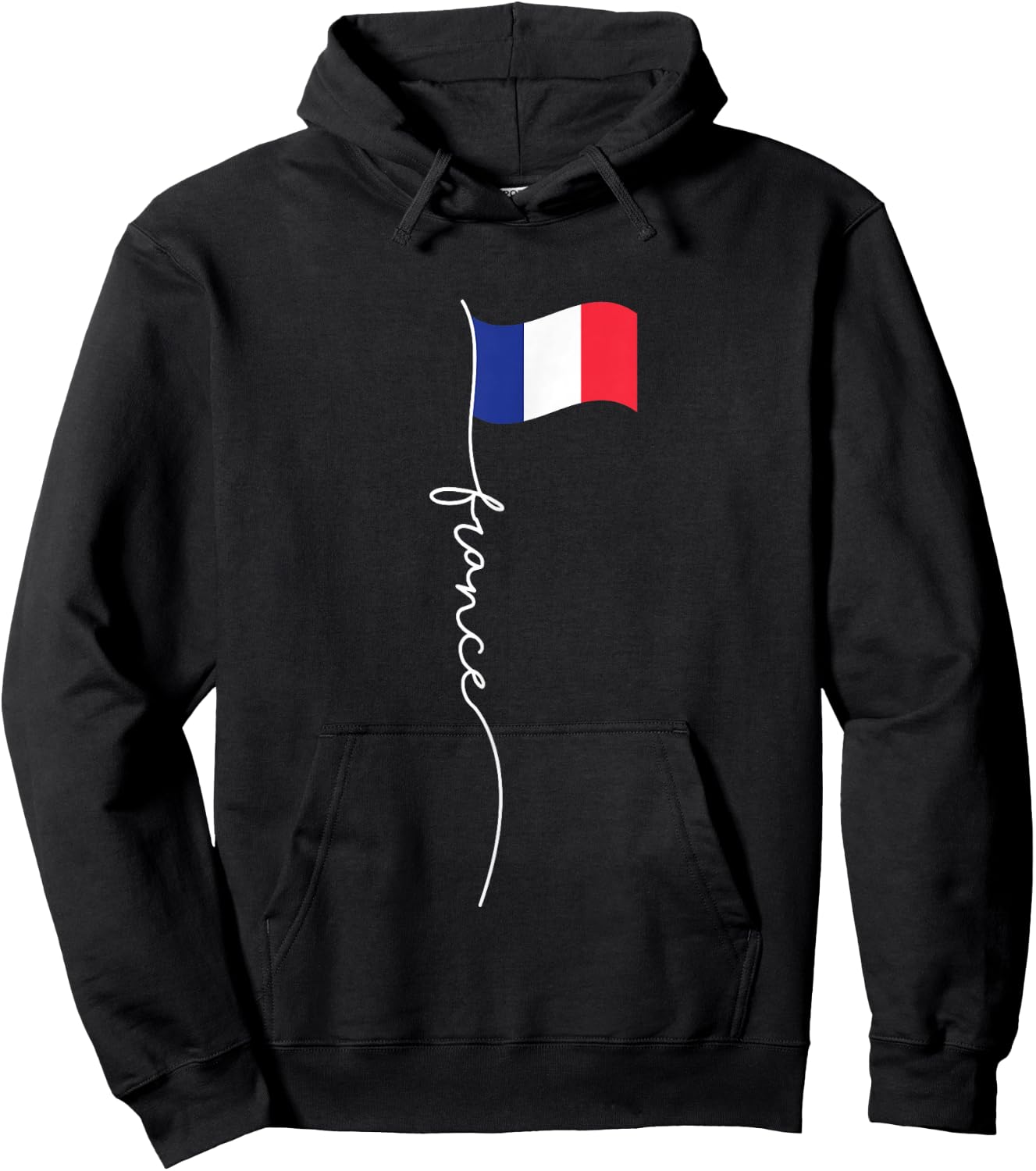 France Signature Flag Pole - Elegant Patriotic French Flag Small Hoodie - Hoodie | Black