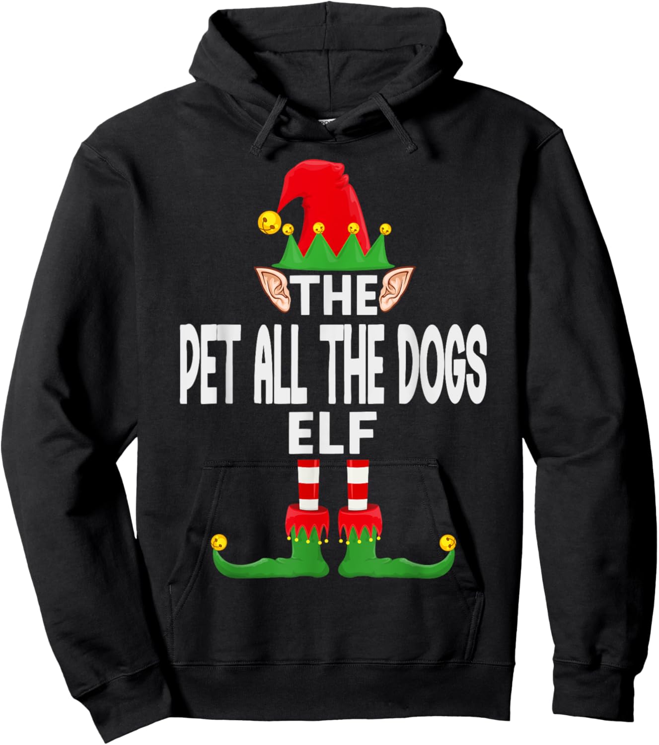 The Pet All The Dogs Elf Family Christmas Pajama Party Hoodie - Hoodie | Black