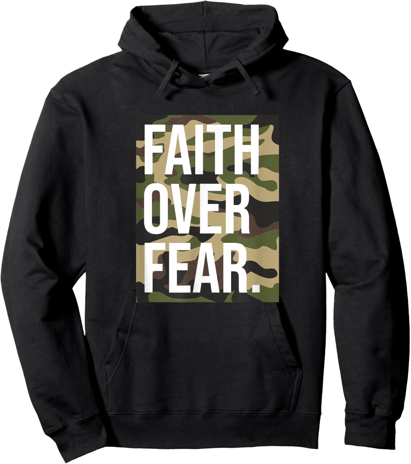 Faith Over Fear Christian Prayer Retro Camouflage Camo Hoodie - Hoodie | Black