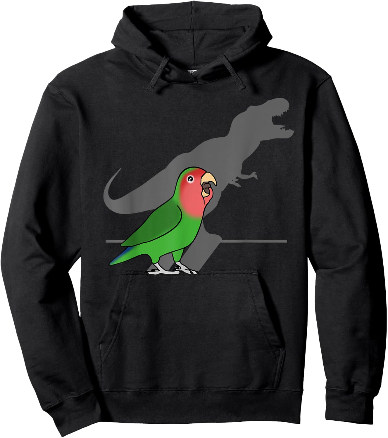 Funny Dinosaur T-Rex Shadow Rosy faced Green Lovebird Hoodie - Hoodie | Black