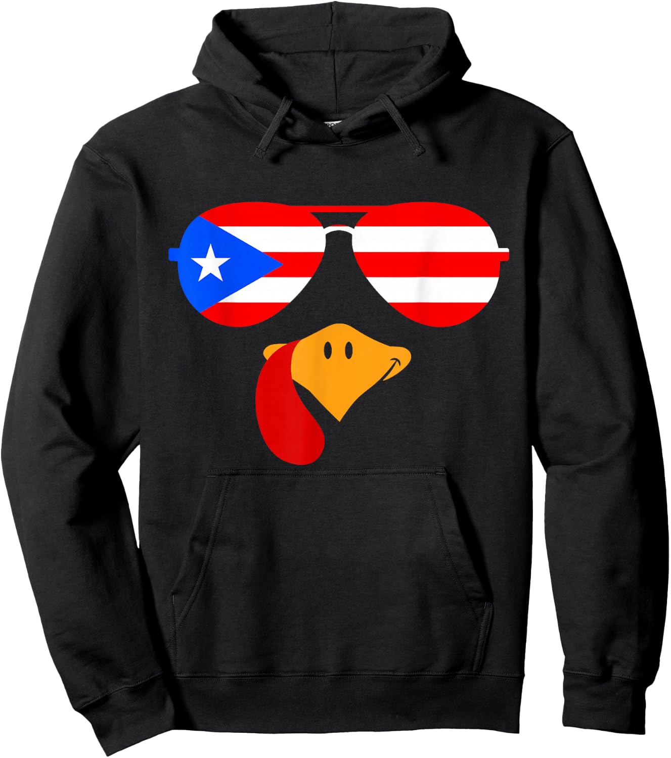 Turkey Face Thanksgiving For Boys Puerto Rico Flag Boricua Hoodie - Hoodie | Black