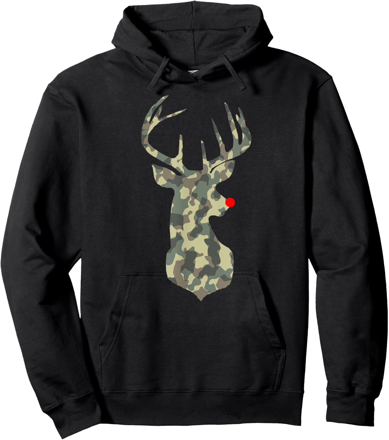 Christmas Holiday Rudolf Reindeer Red Nose camo hunting Hoodie - Hoodie | Black