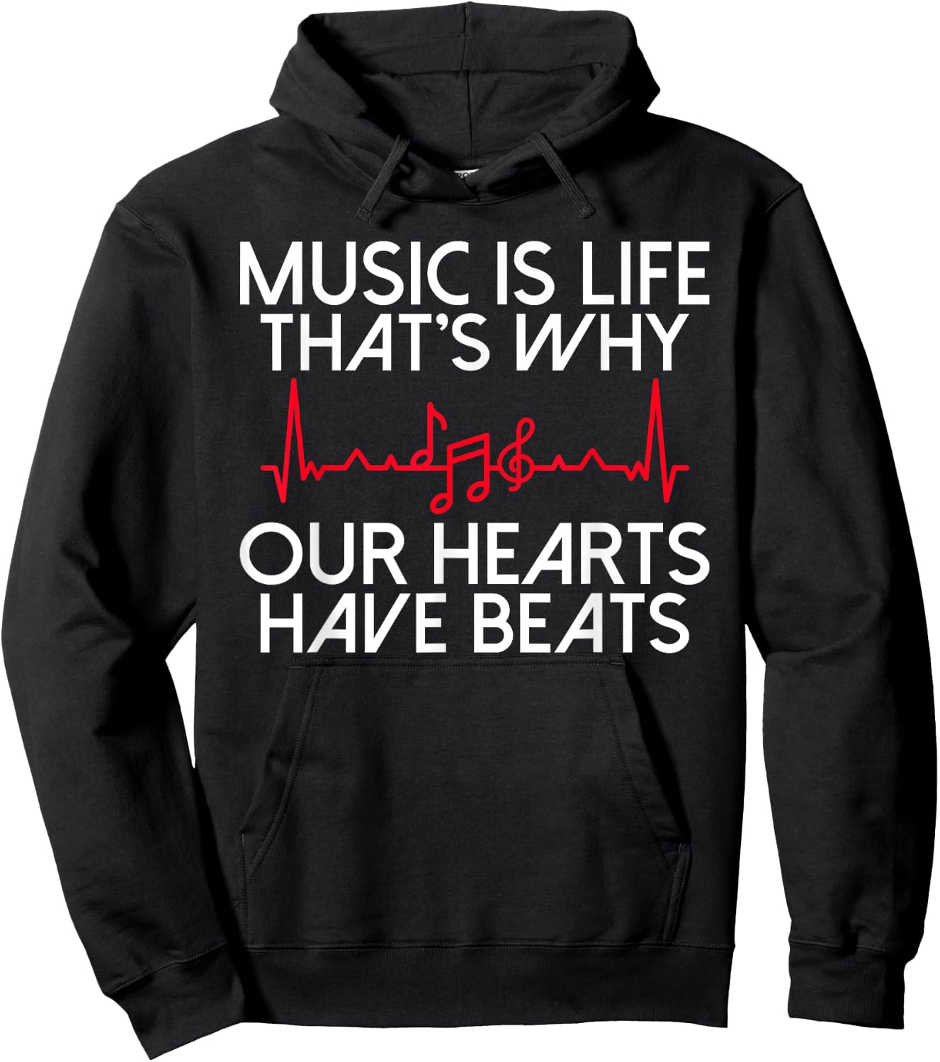 Music i Life thats why our Hearts have Beats Music Lover Hoodie - Hoodie | Black
