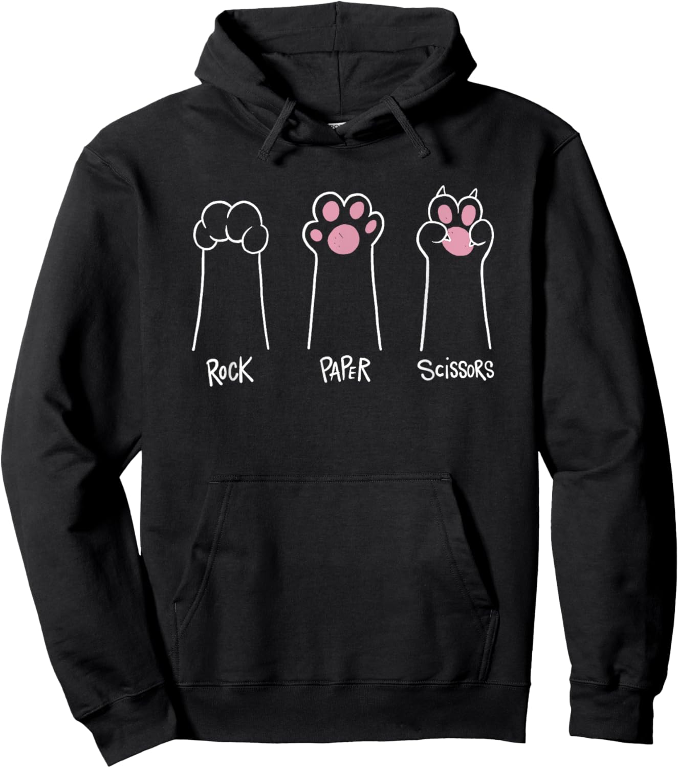 Ciseaux en papier minimaliste Motif pattes de chat Hoodie - Hoodie | Black