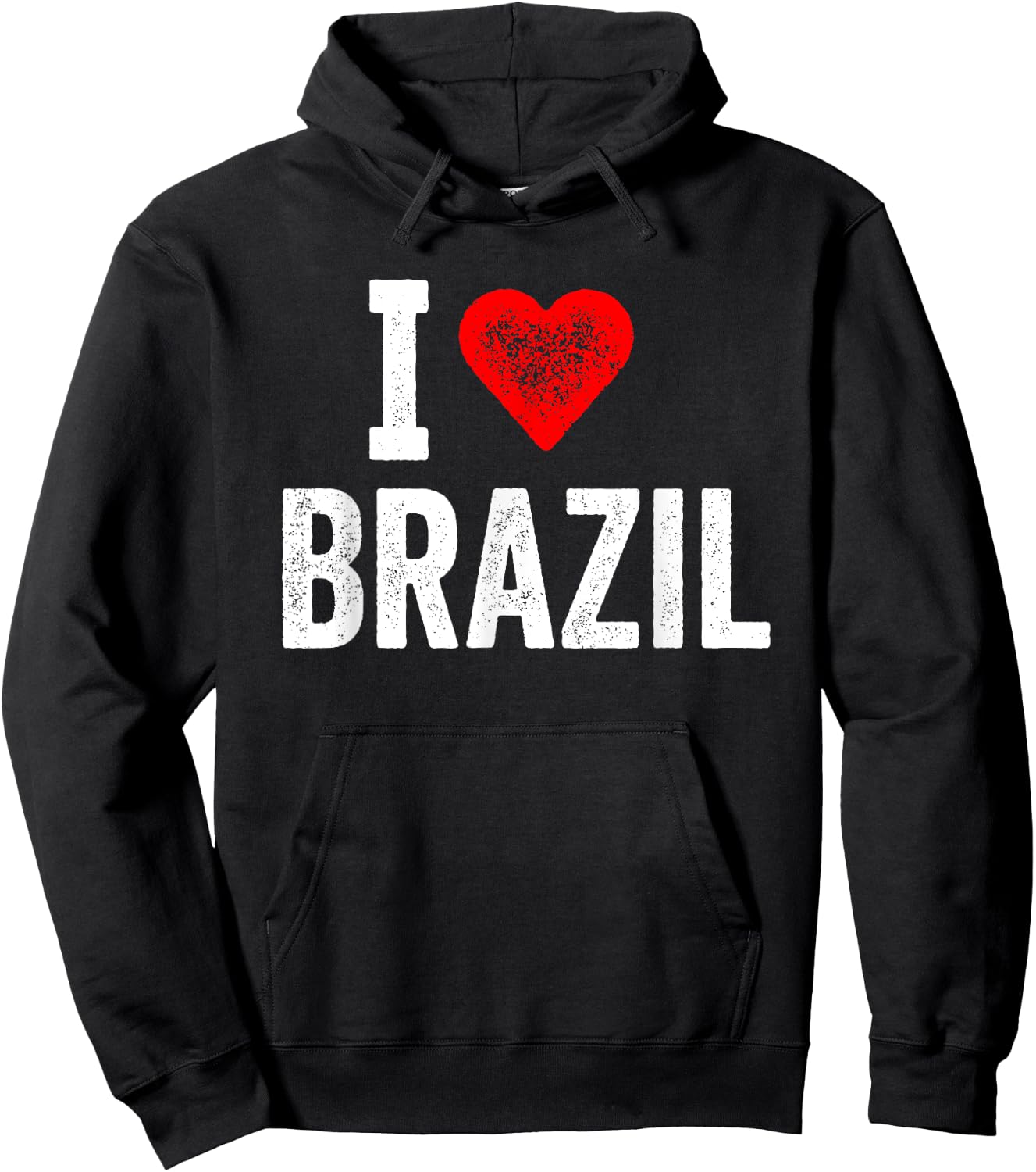 Funny Retro Design I Love Brazil with a Red Heart Hoodie - Hoodie | Black