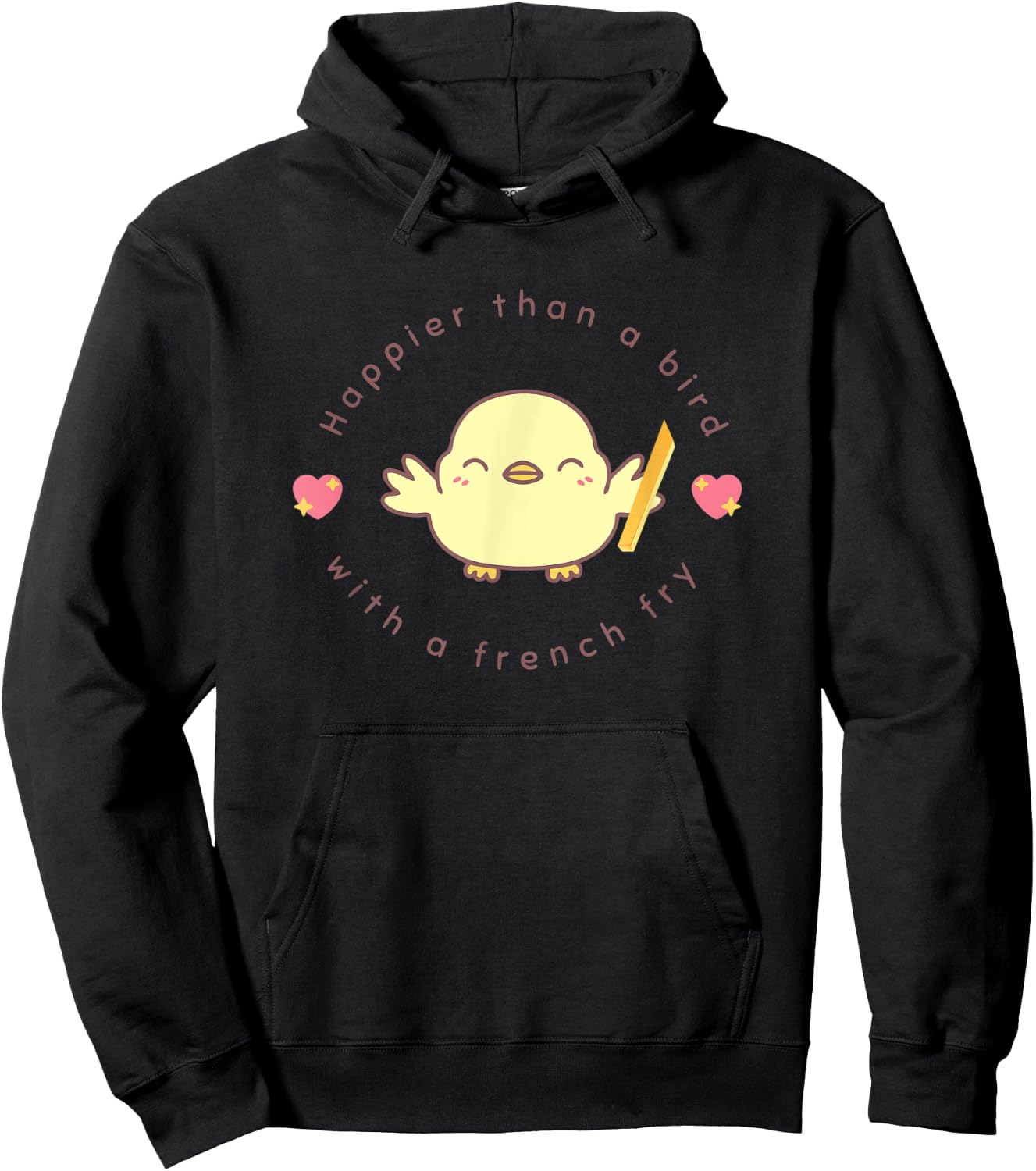 Baby bird happier than a bird with a French fry Hoodie - Hoodie | Black