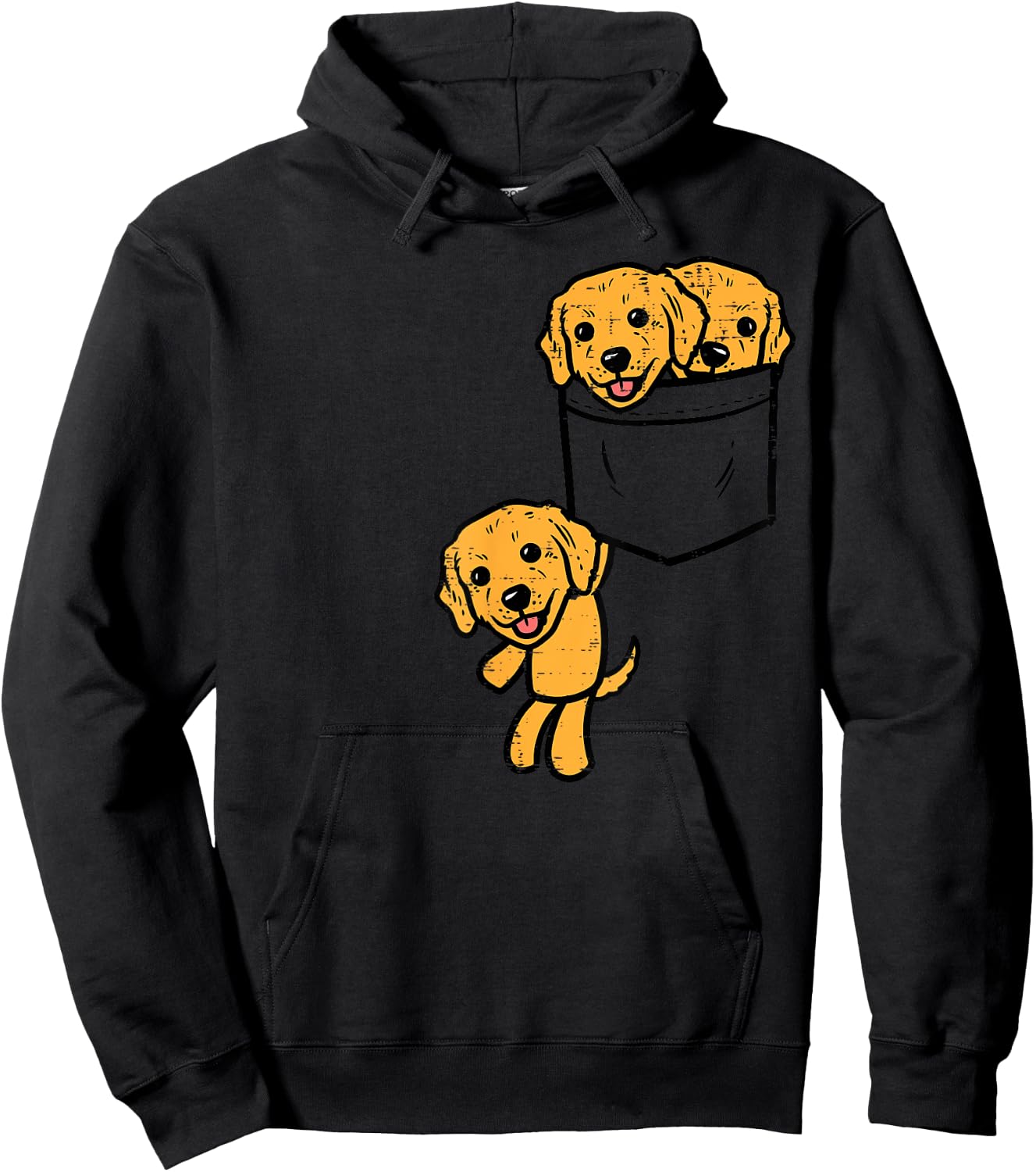 Pocket Golden Retriever Puppies Cute Dog Lover Owner Gift Hoodie - Hoodie | Black
