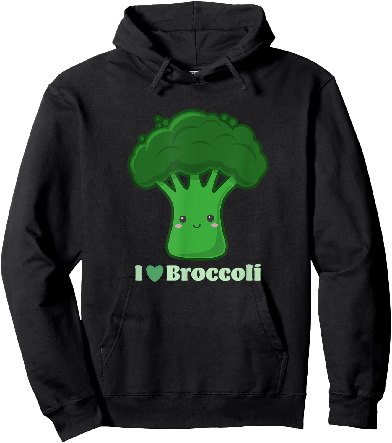 Funny Vegan Cute Vegetables I Love Broccoli , Black, S Hoodie - Hoodie | Black