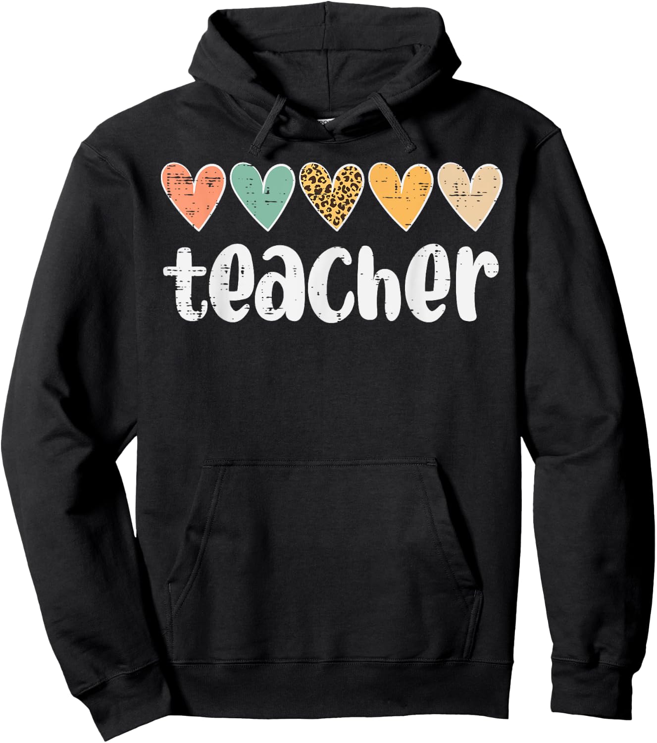 Teacher Hearts Leopard Love Appreciation Educator Women Hoodie - Hoodie | Black