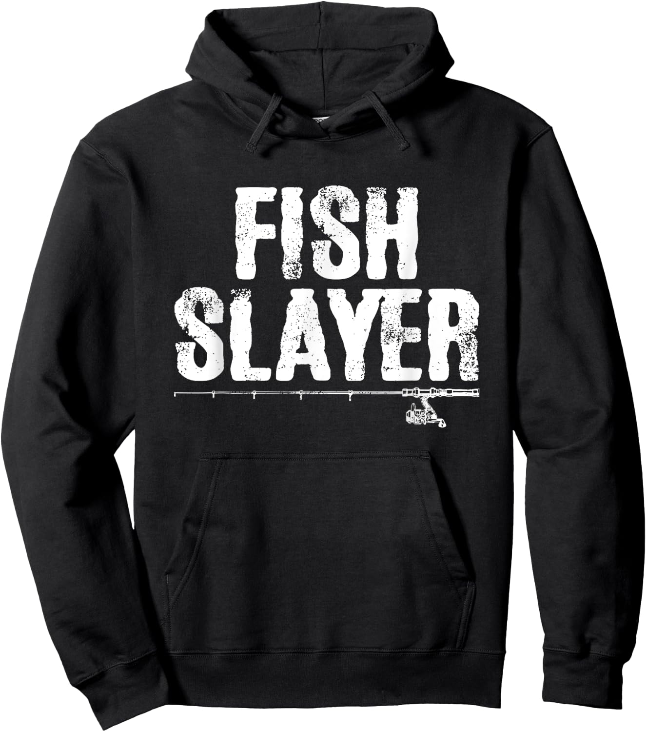 Fish Slayer Fishing Rod Dad Fisherman Cool Fathers Day Hoodie - Hoodie | Black