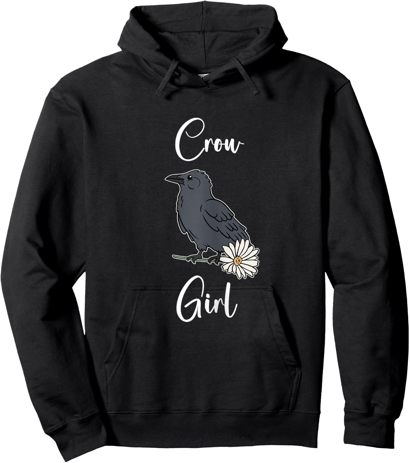 Crow Girl Shirt Cute Cartoon Crow I Love Crows Hoodie - Hoodie | Black