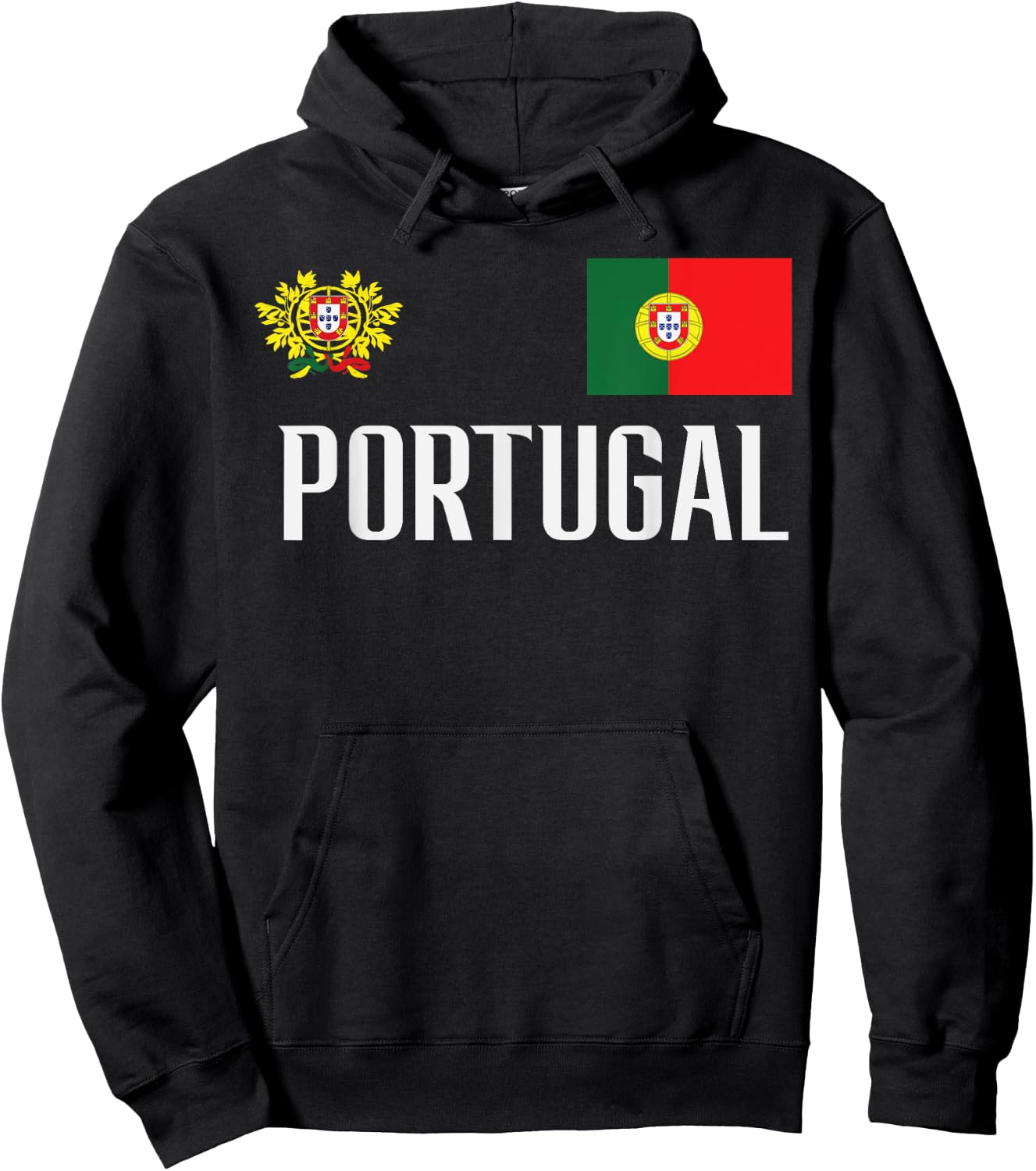 Portugal Flag Portuguese Football Soccer Fan Men Women Kids Hoodie - Hoodie | Black