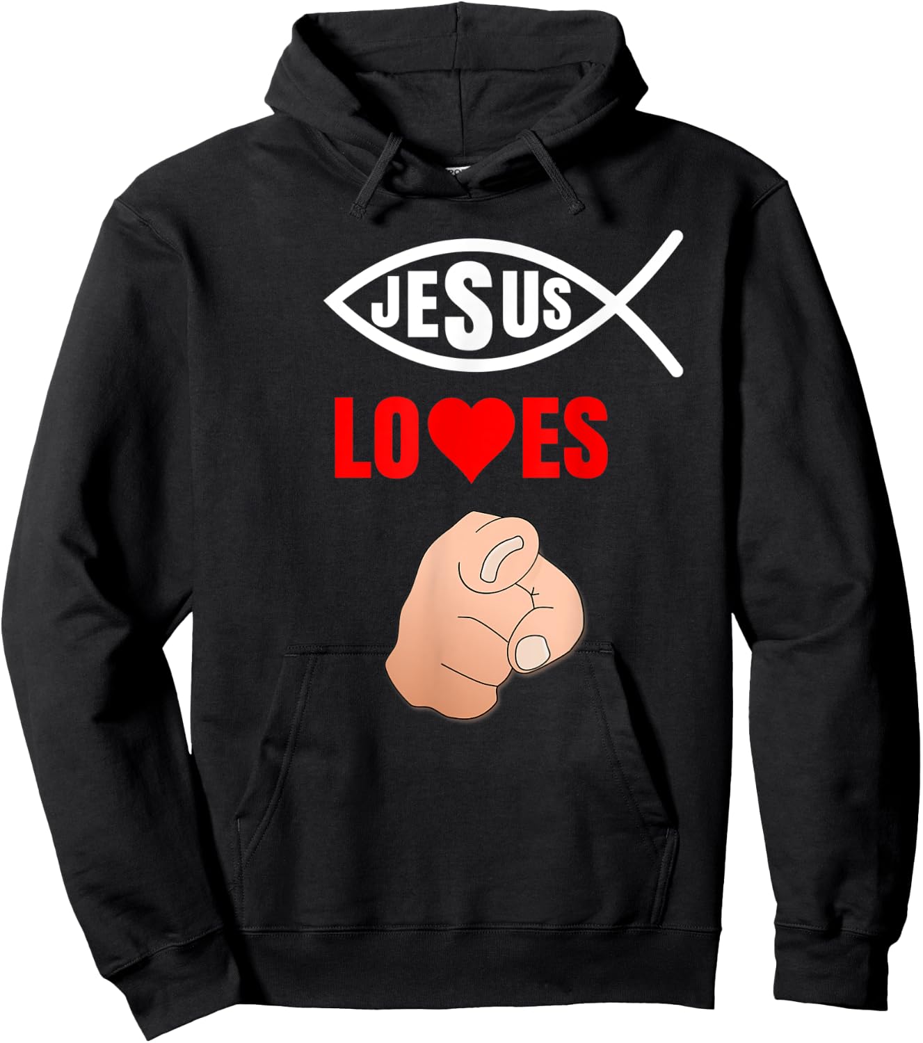 Ichthys Jesus loves you - Christian Ichthus Fish Ichthys4m3 Hoodie - Hoodie | Black