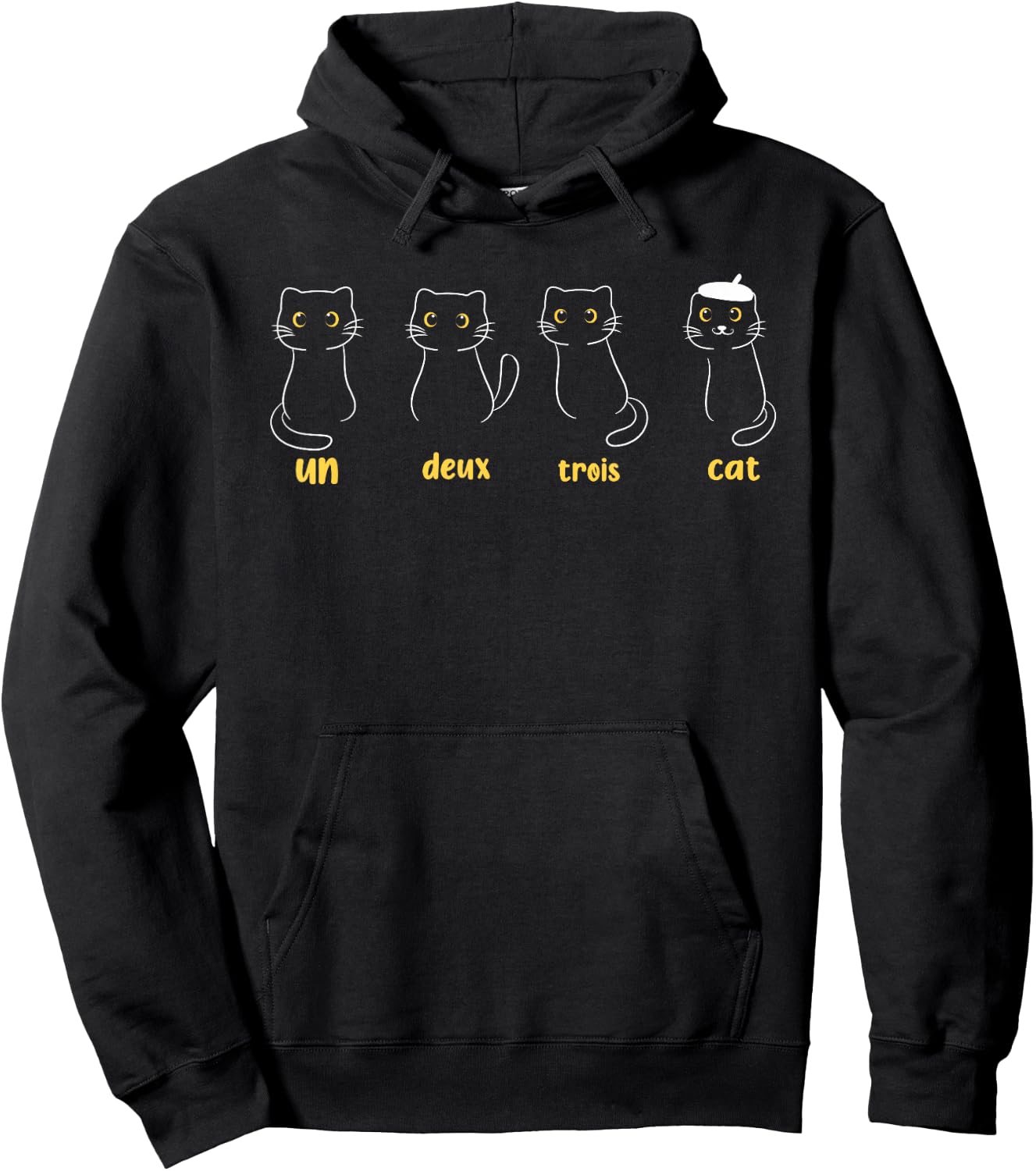 Funny Un Deux Trois Cat , Cute french Cat lover Hoodie - Hoodie | Black