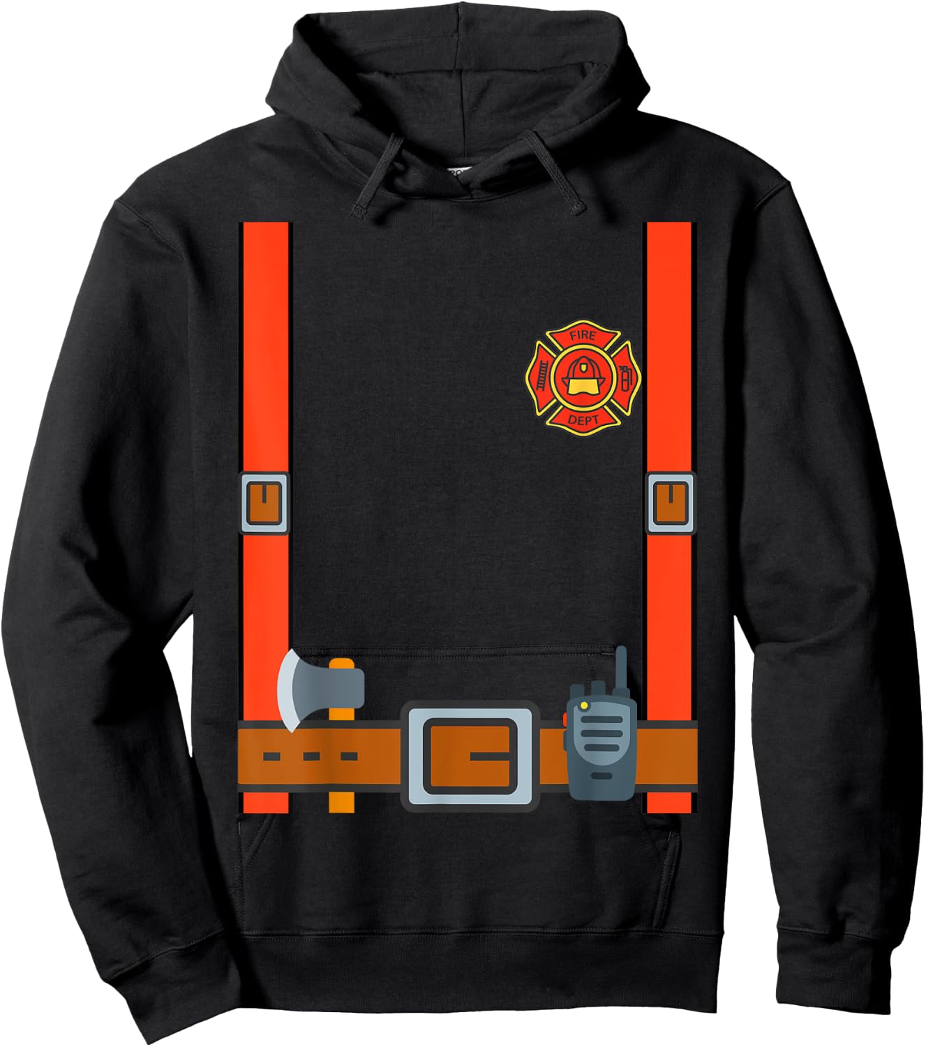 Fireman Halloween DIY Firefighter Uniform Costume Dressup Hoodie - Hoodie | Black