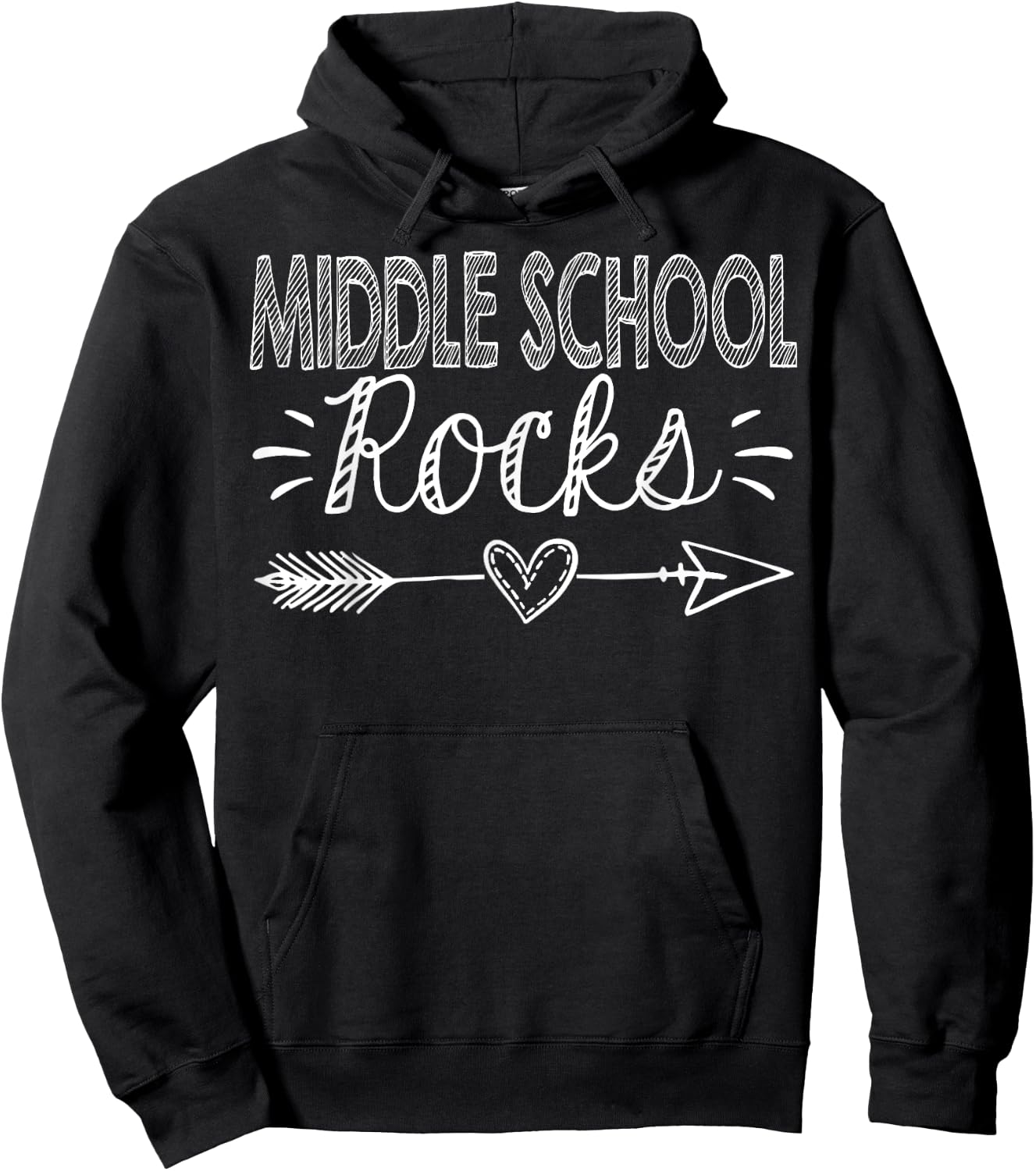 Middle School Back To School Matching Group Gift Middle School Rocks 1st Day Of School - Black, Short Sleeve, , Crew Collar, Regular Fit, Small, US Size 6 Hoodie - Hoodie | Black