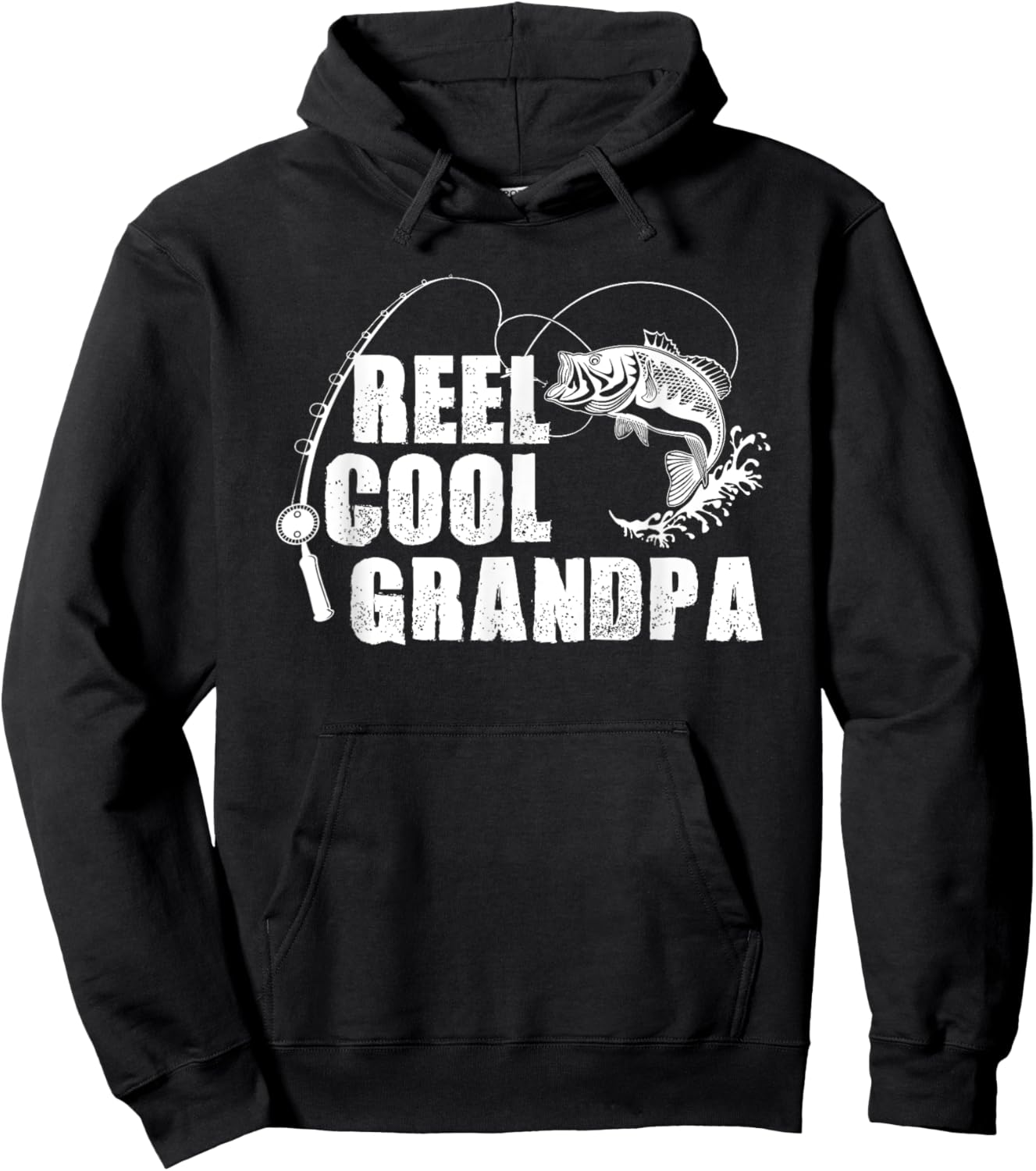 Reel Cool Grandpa - Fishing Gift Dad or Grandpa Hoodie - Hoodie | Black
